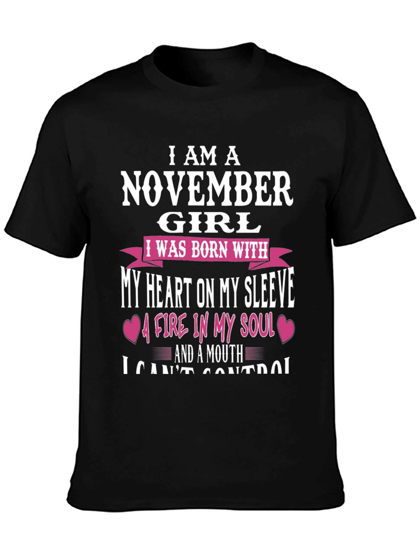 November Girl T-Shirt - Heart on Sleeve