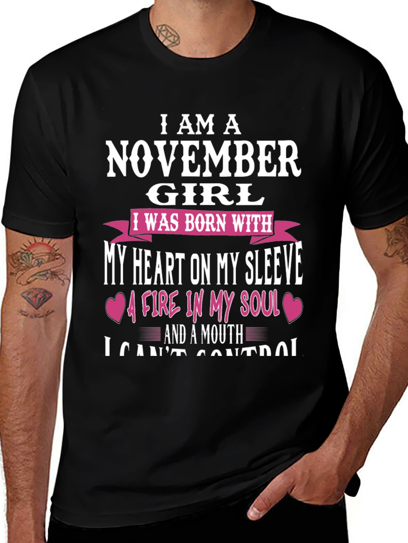 November Girl T-Shirt - Heart on Sleeve
