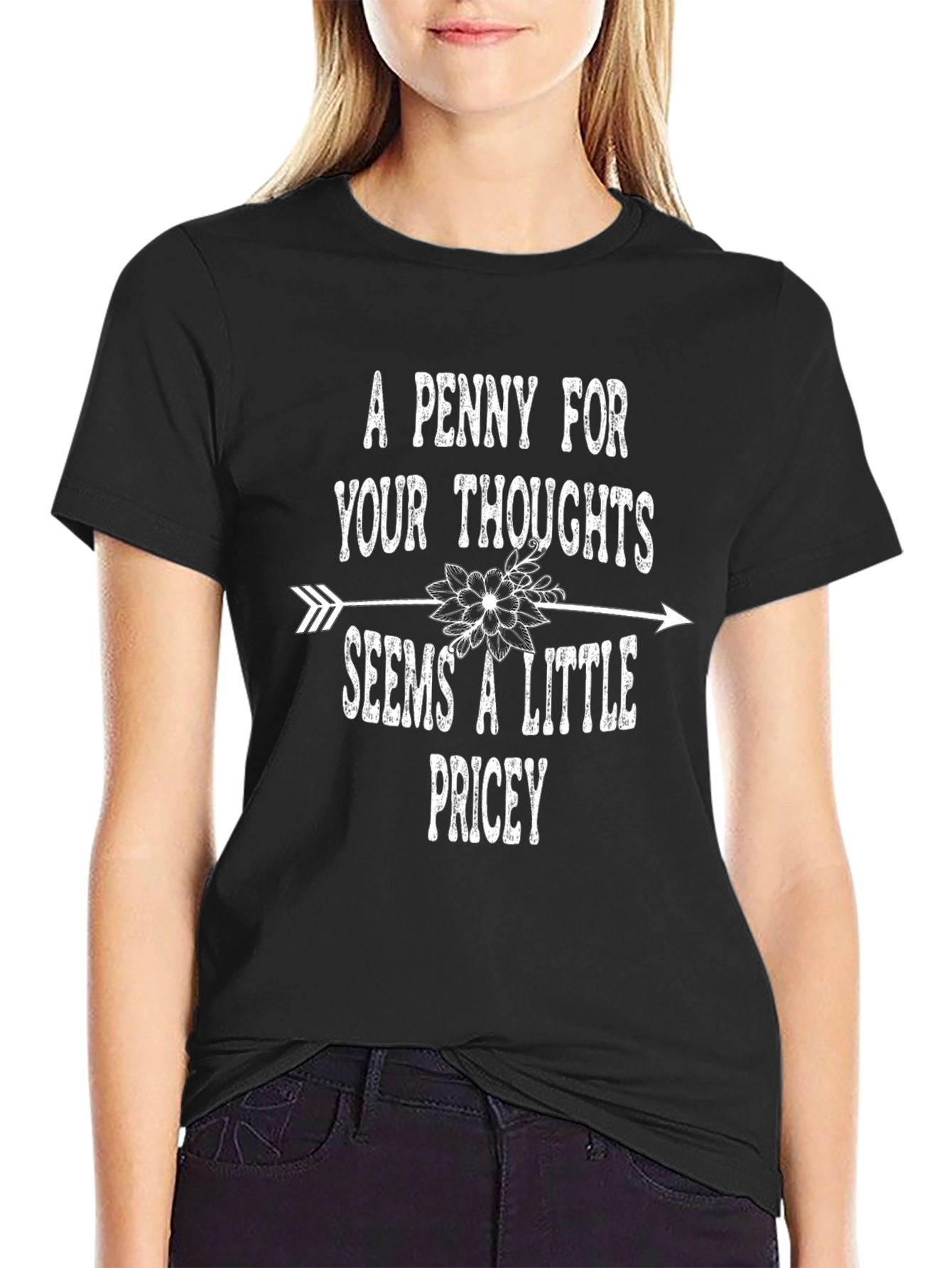 Funny A Penny For Your Thoughts Graphic T-Shirt