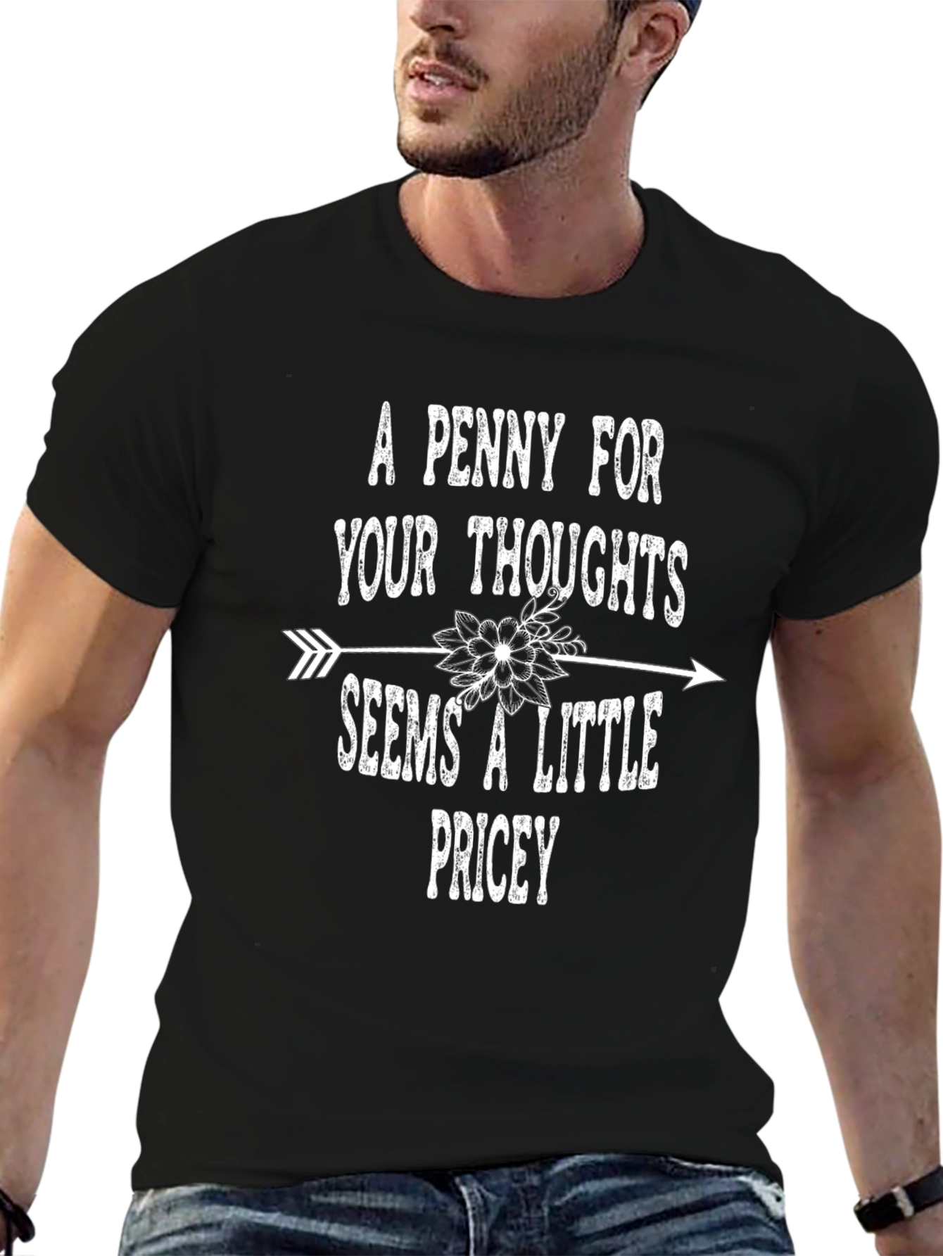 Funny A Penny For Your Thoughts Graphic T-Shirt