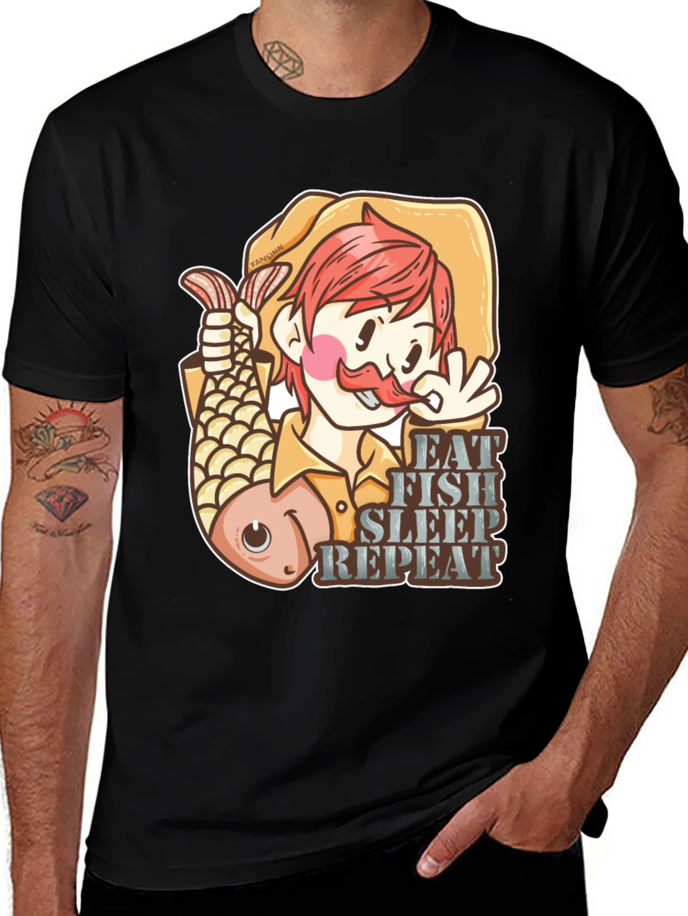 Eat Fish Sleep Repeat T-Shirt Funny Fisherman Tee