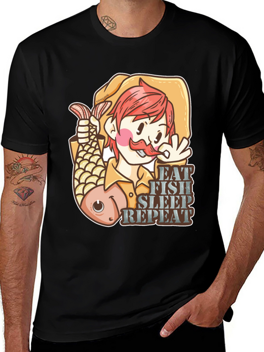 Eat Fish Sleep Repeat T-Shirt Funny Fisherman Tee