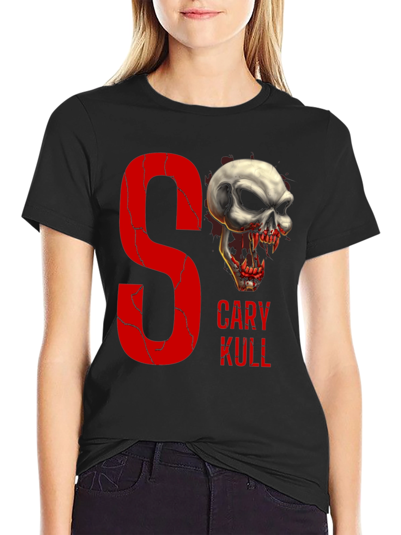 Gary Kull Skull Graphic Print Black T-Shirt