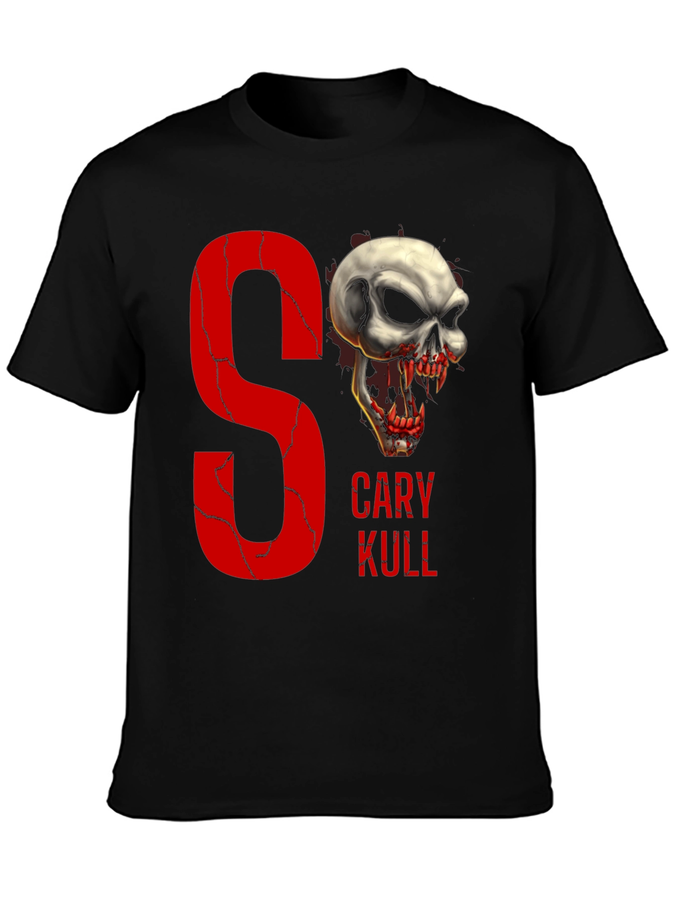 Gary Kull Skull Graphic Print Black T-Shirt