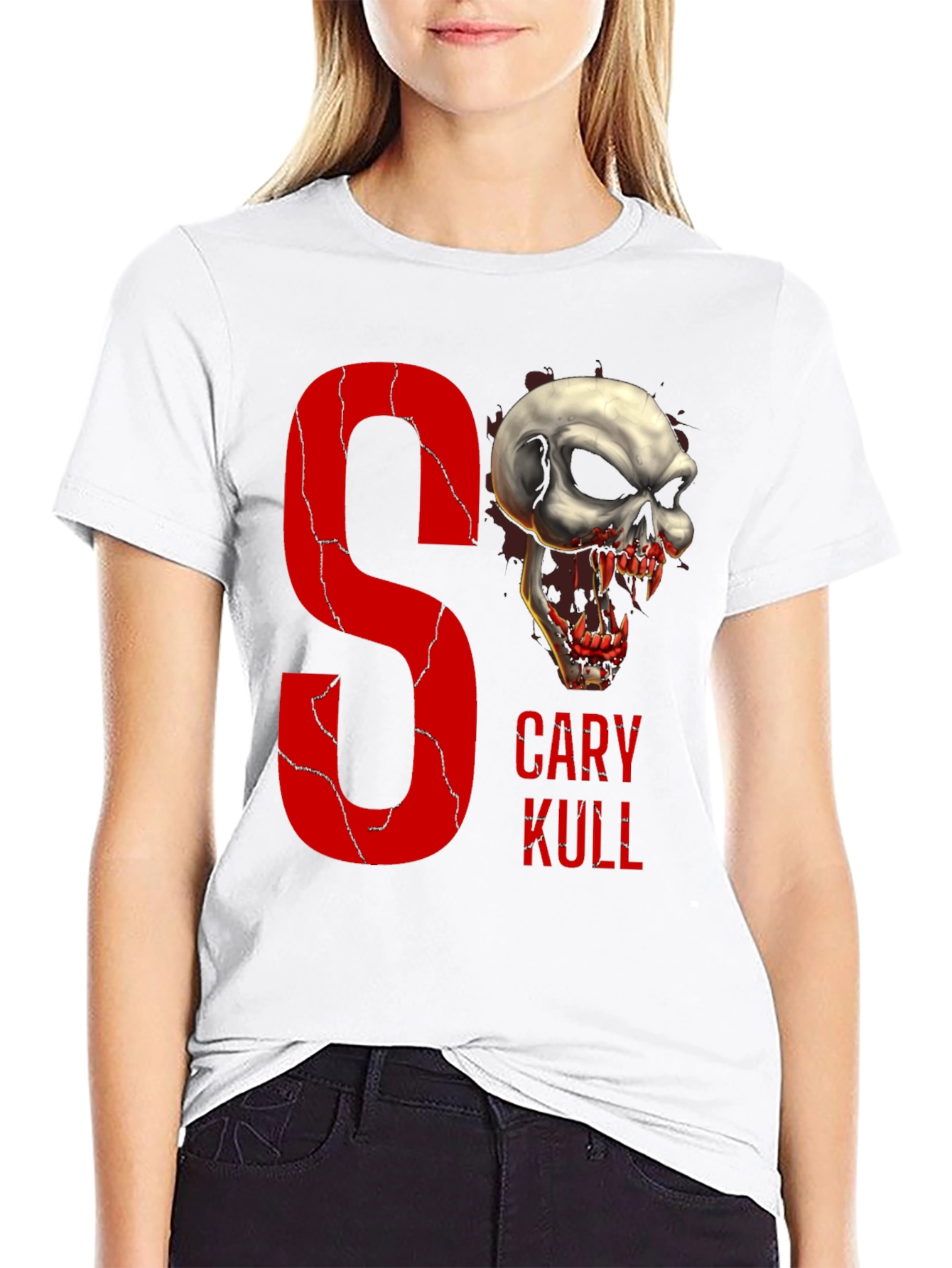 Gary Kull Skull Graphic Print Black T-Shirt