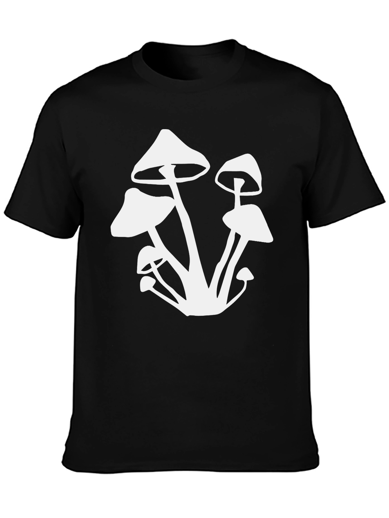 Mushroom Graphic Tee - Black Cotton T-Shirt