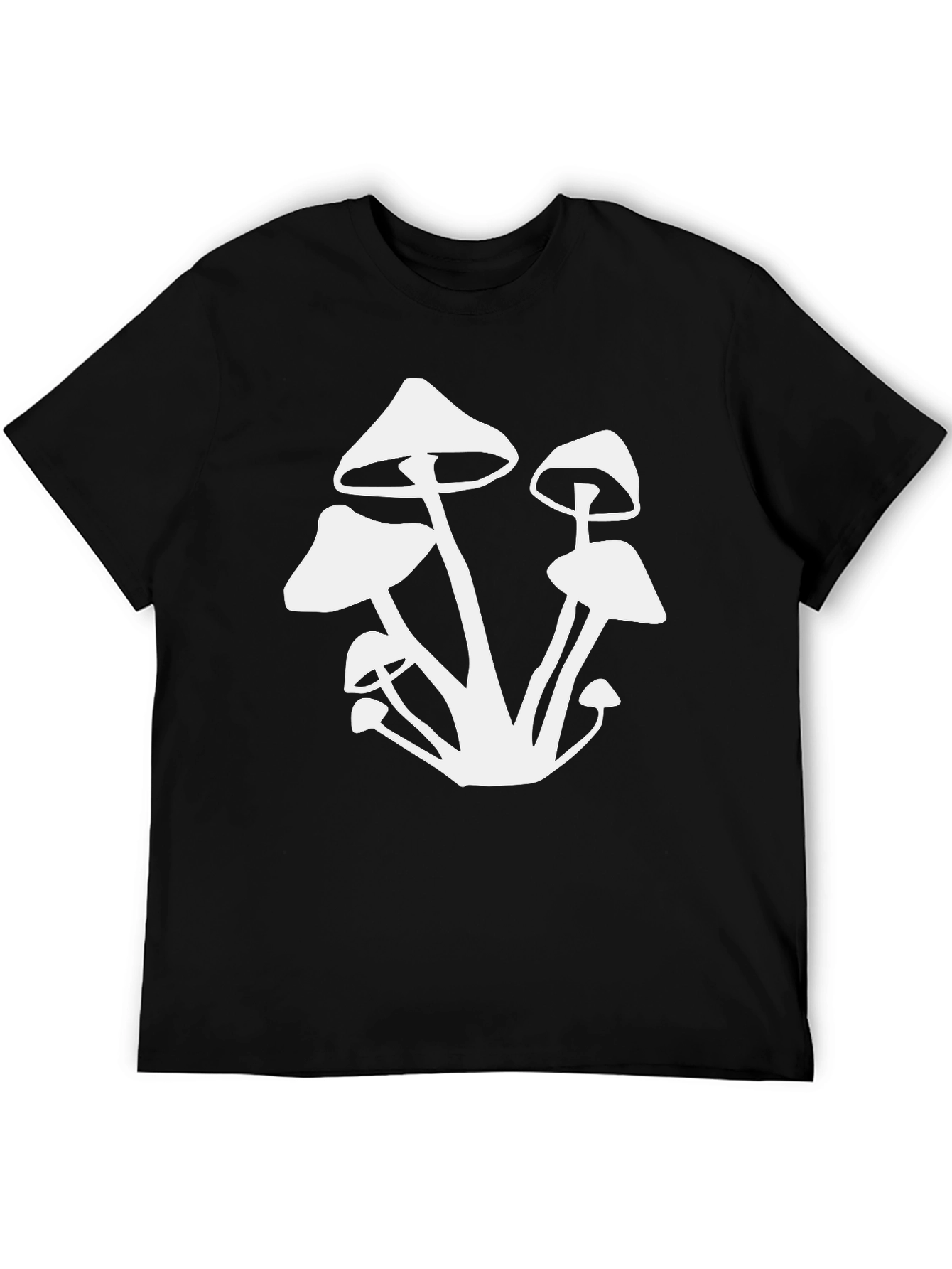 Mushroom Graphic Tee - Black Cotton T-Shirt