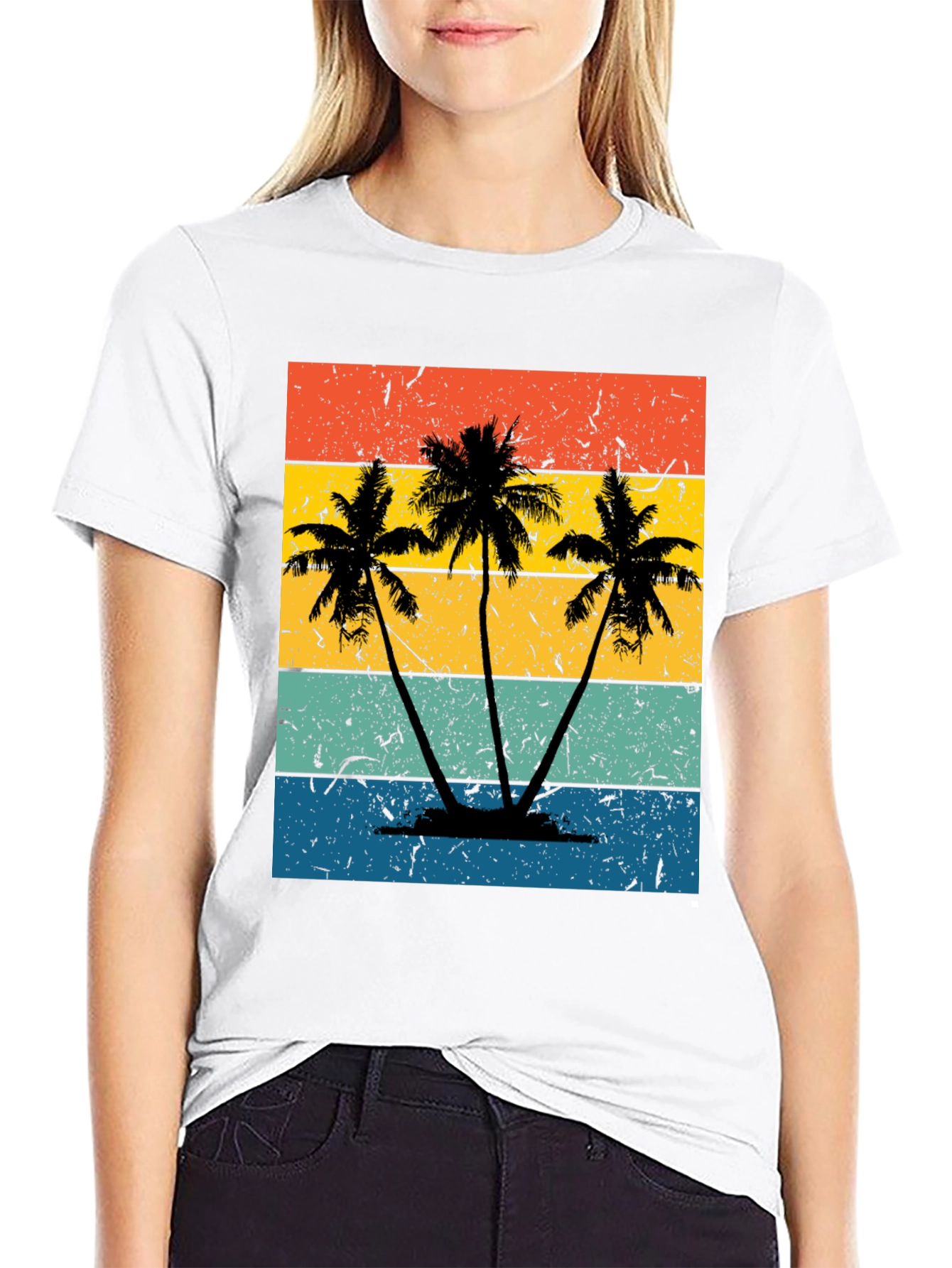 Retro Palm Tree Graphic Tee - Beach Vibes
