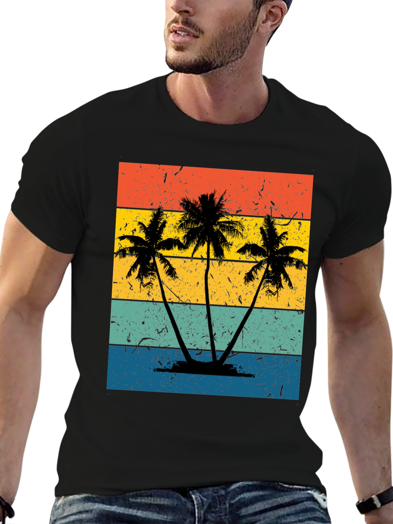 Retro Palm Tree Graphic Tee - Beach Vibes