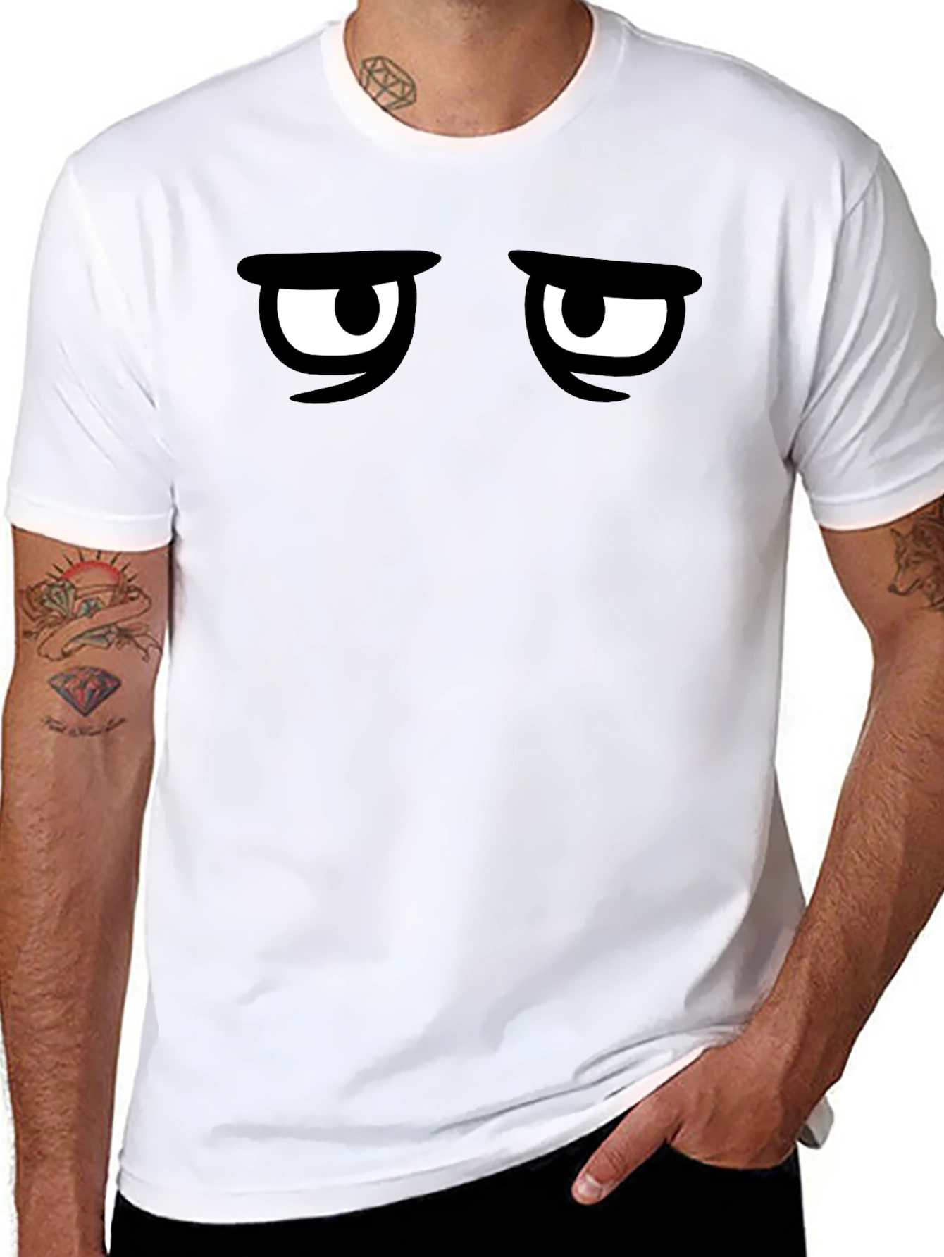 Grumpy Eyes Graphic Tee - Mens Black T-Shirt