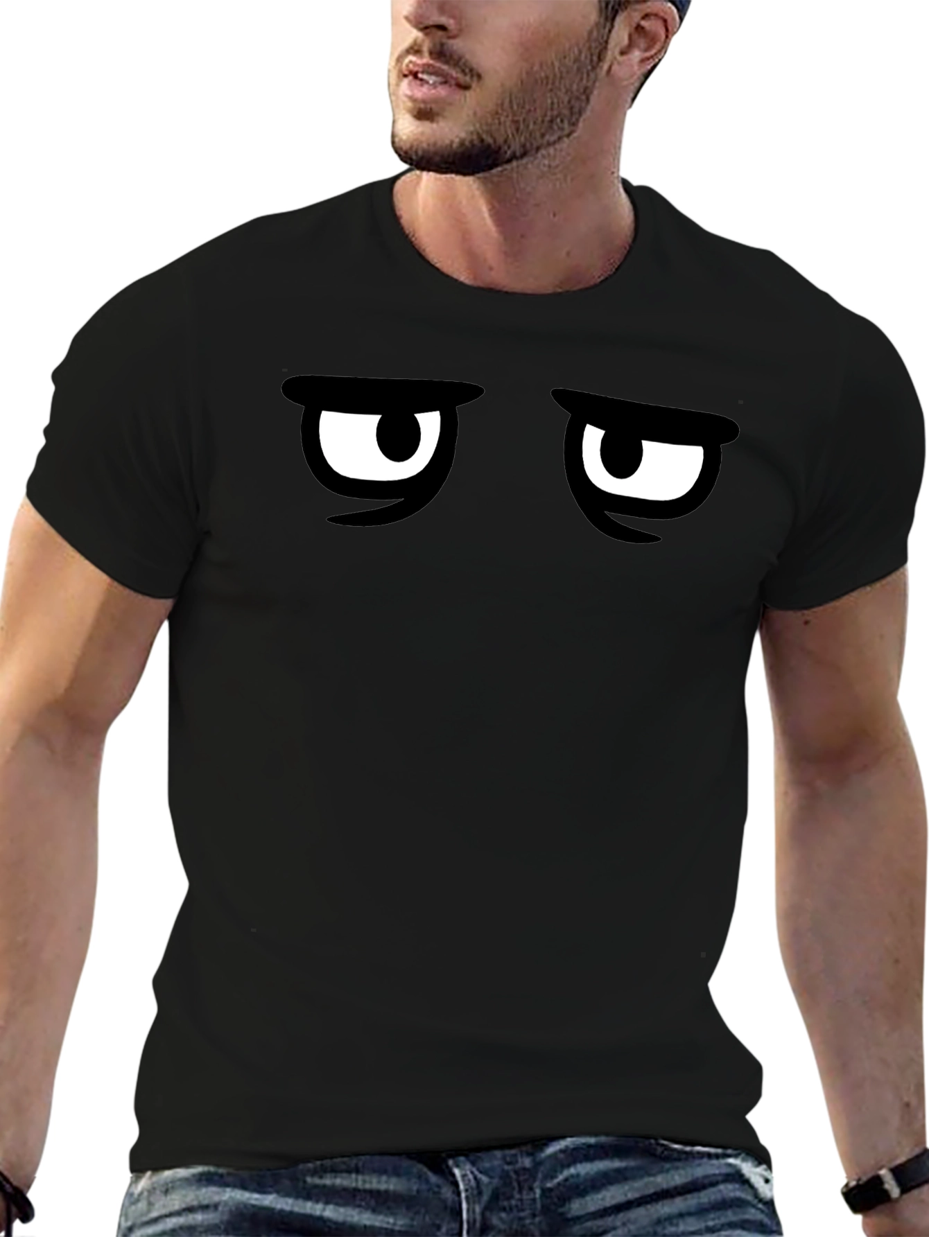 Grumpy Eyes Graphic Tee - Mens Black T-Shirt