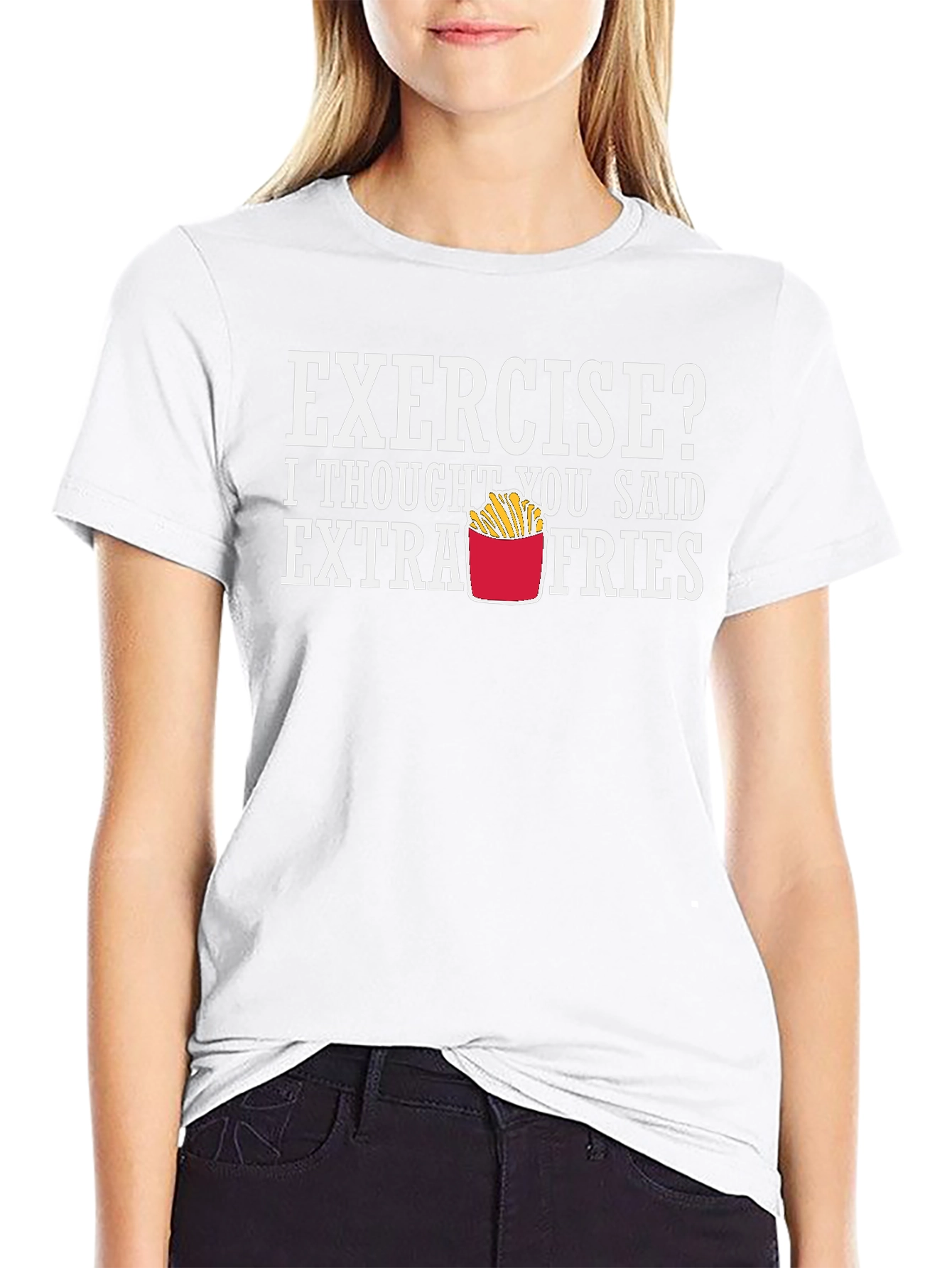 Exercise? Extra Fries Funny Graphic T-Shirt