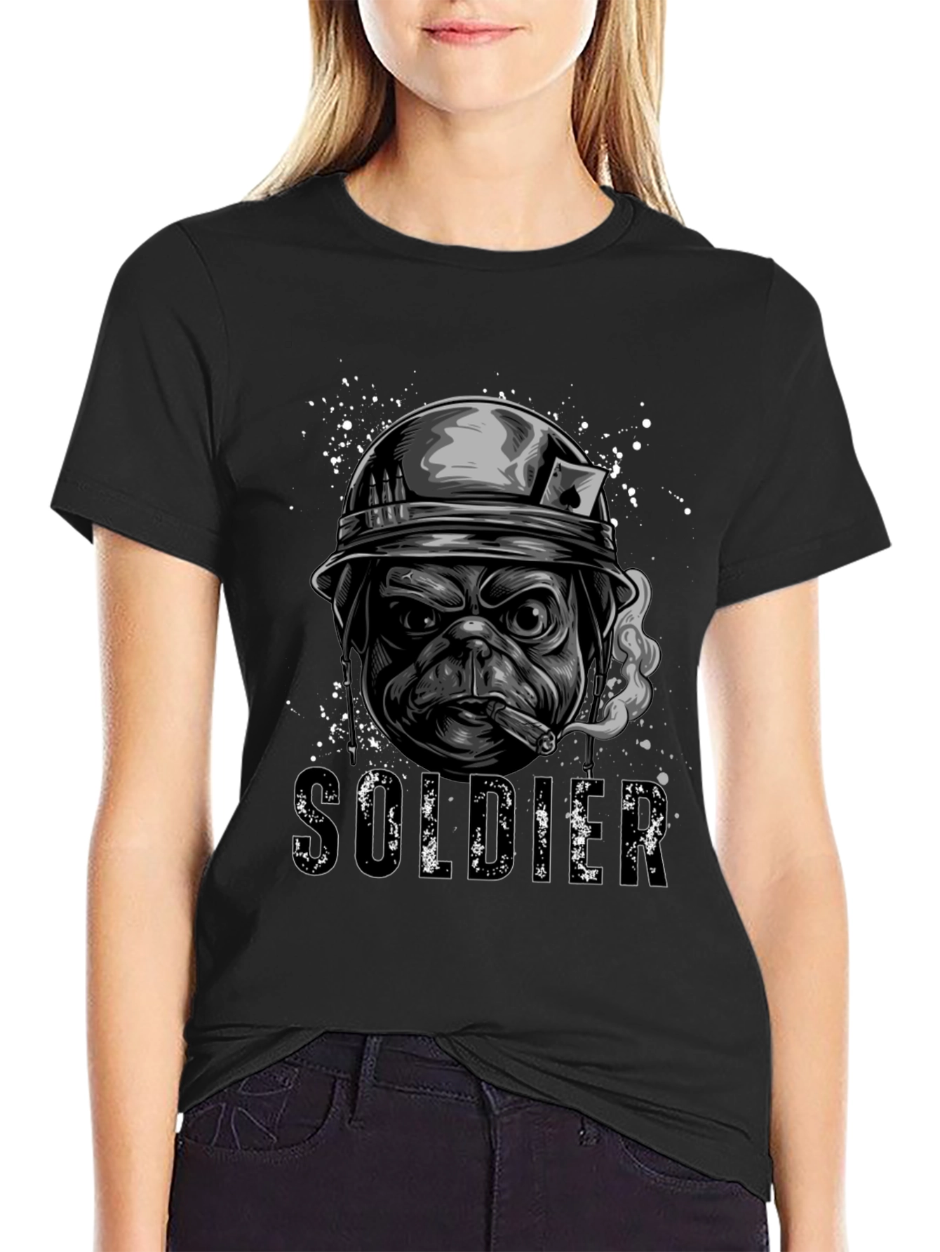 Pug Soldier Graphic Tee - Military Style