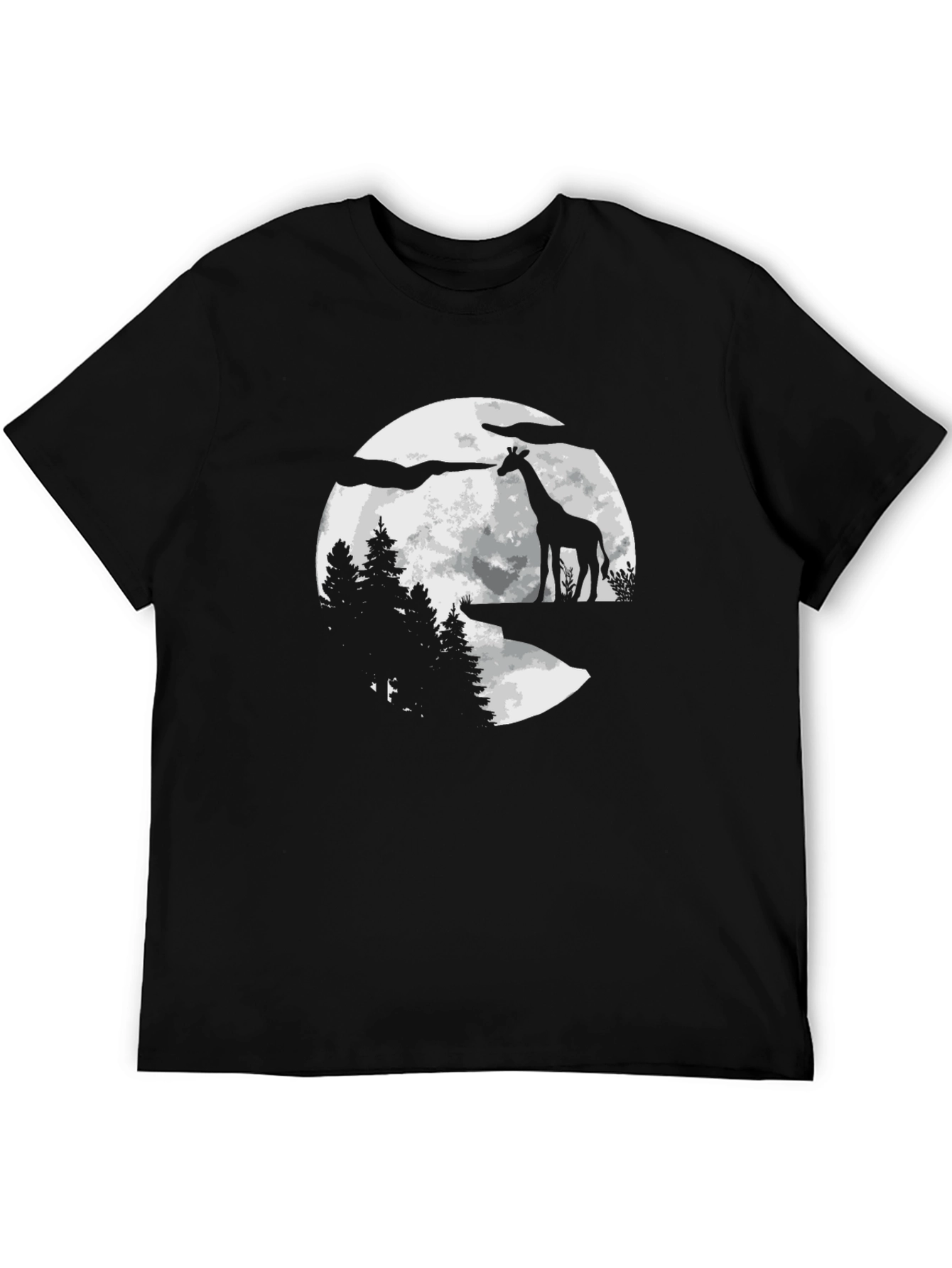 Giraffe Moon Mens Graphic Tee - Black
