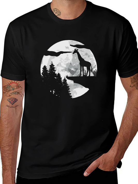 Giraffe Moon Mens Graphic Tee - Black