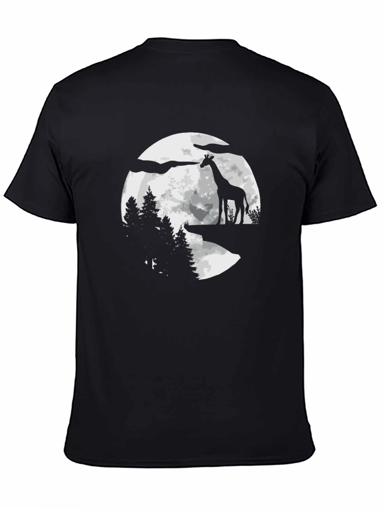 Giraffe Moon Mens Graphic Tee - Black