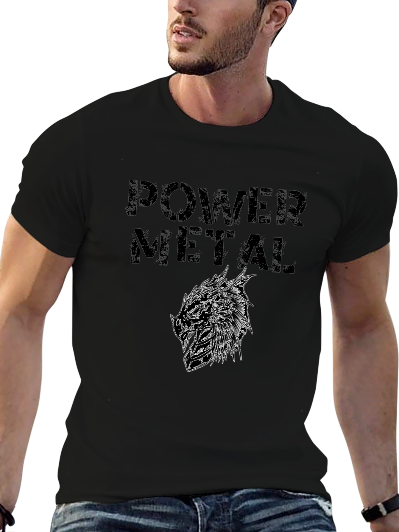 Power Metal Graphic Print Black T-Shirt