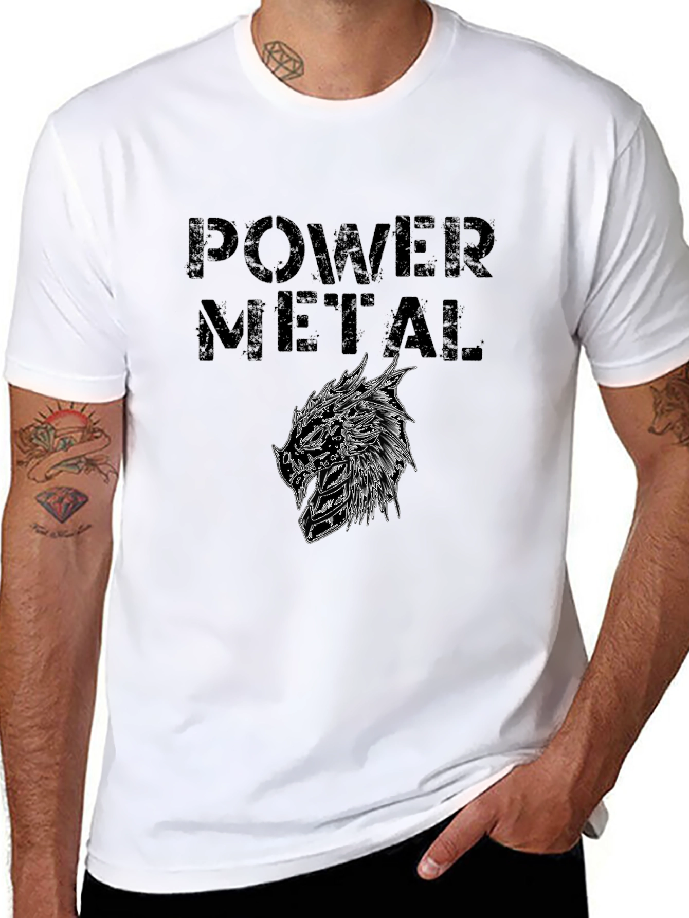 Power Metal Graphic Print Black T-Shirt