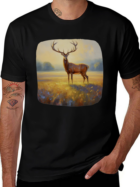 Deer Painting Graphic Tee - Nature Inspired Art Shirt