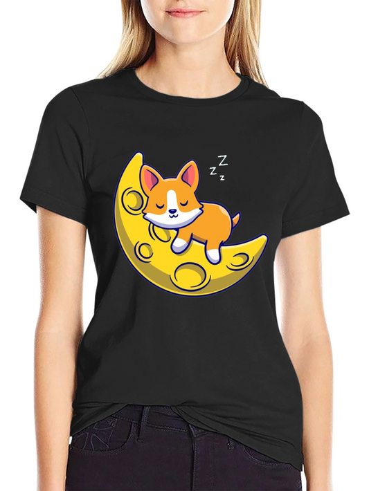 Cute Corgi Sleeping on Moon T-Shirt