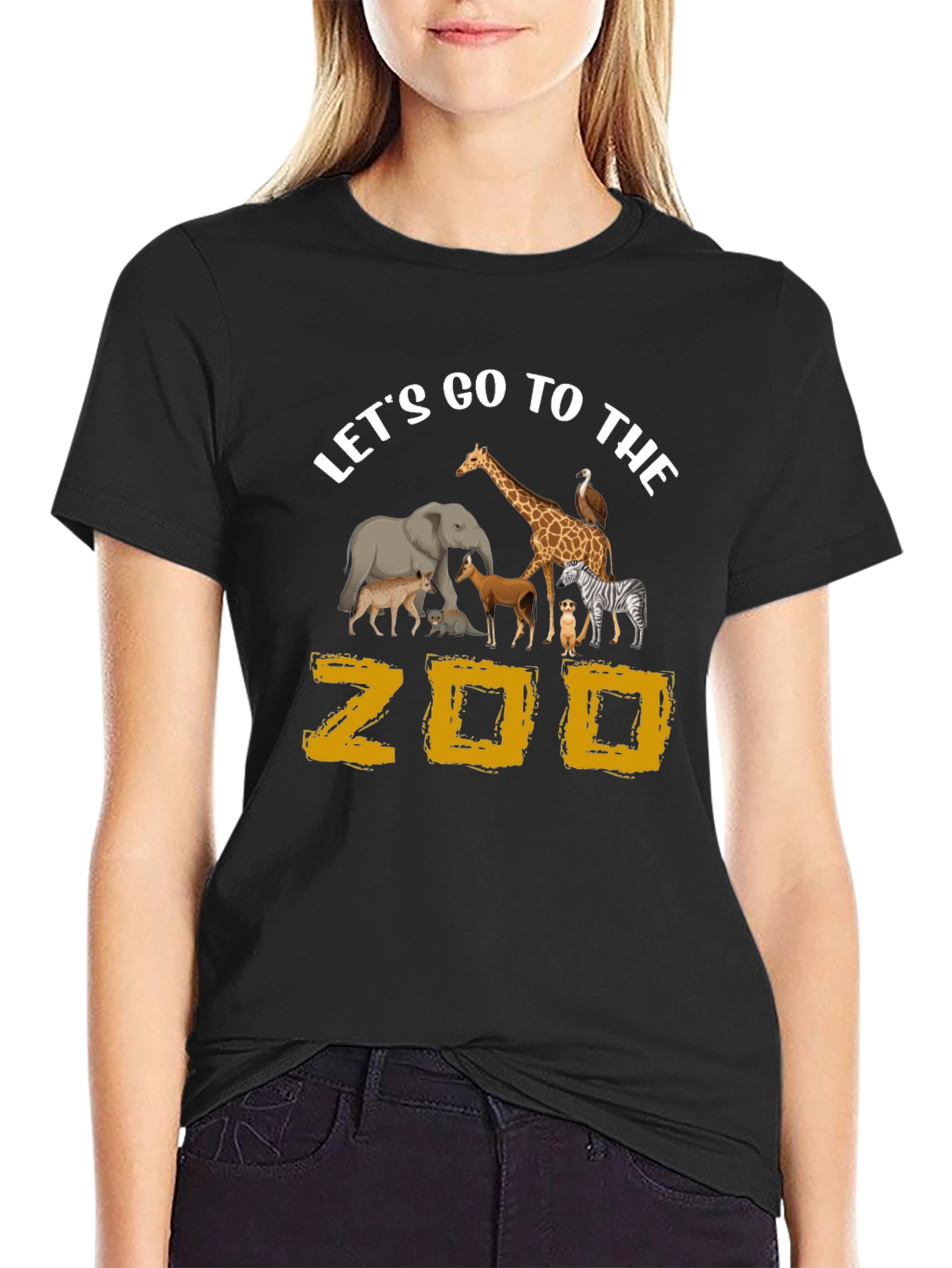 Lets Go To The Zoo Black Graphic T-Shirt