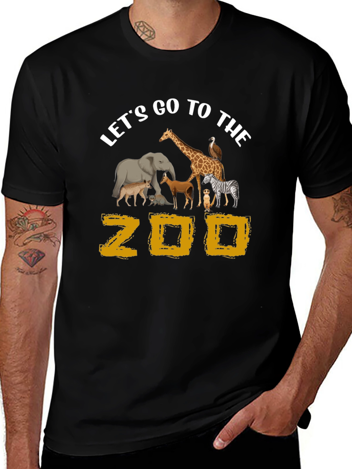 Lets Go To The Zoo Black Graphic T-Shirt