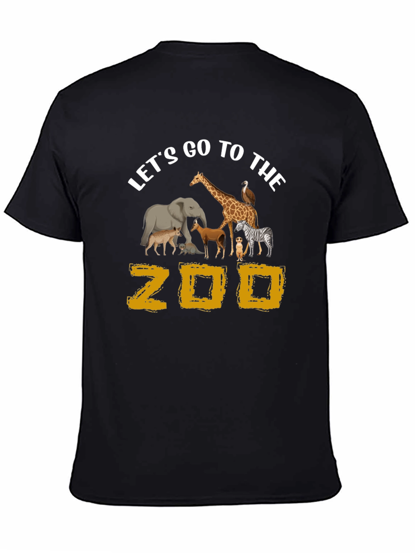 Lets Go To The Zoo Black Graphic T-Shirt