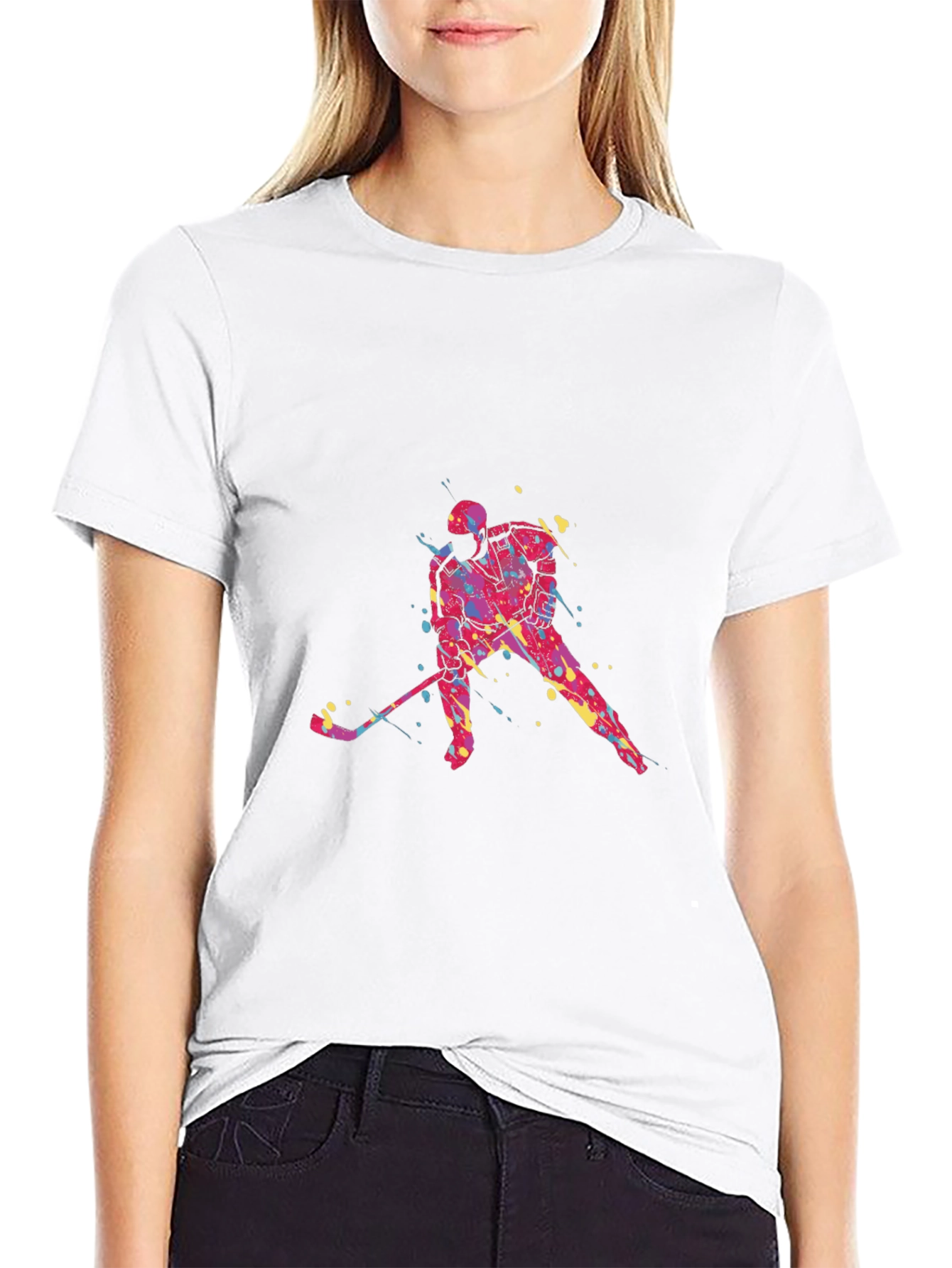 Hockey Player Graphic Tee - Black