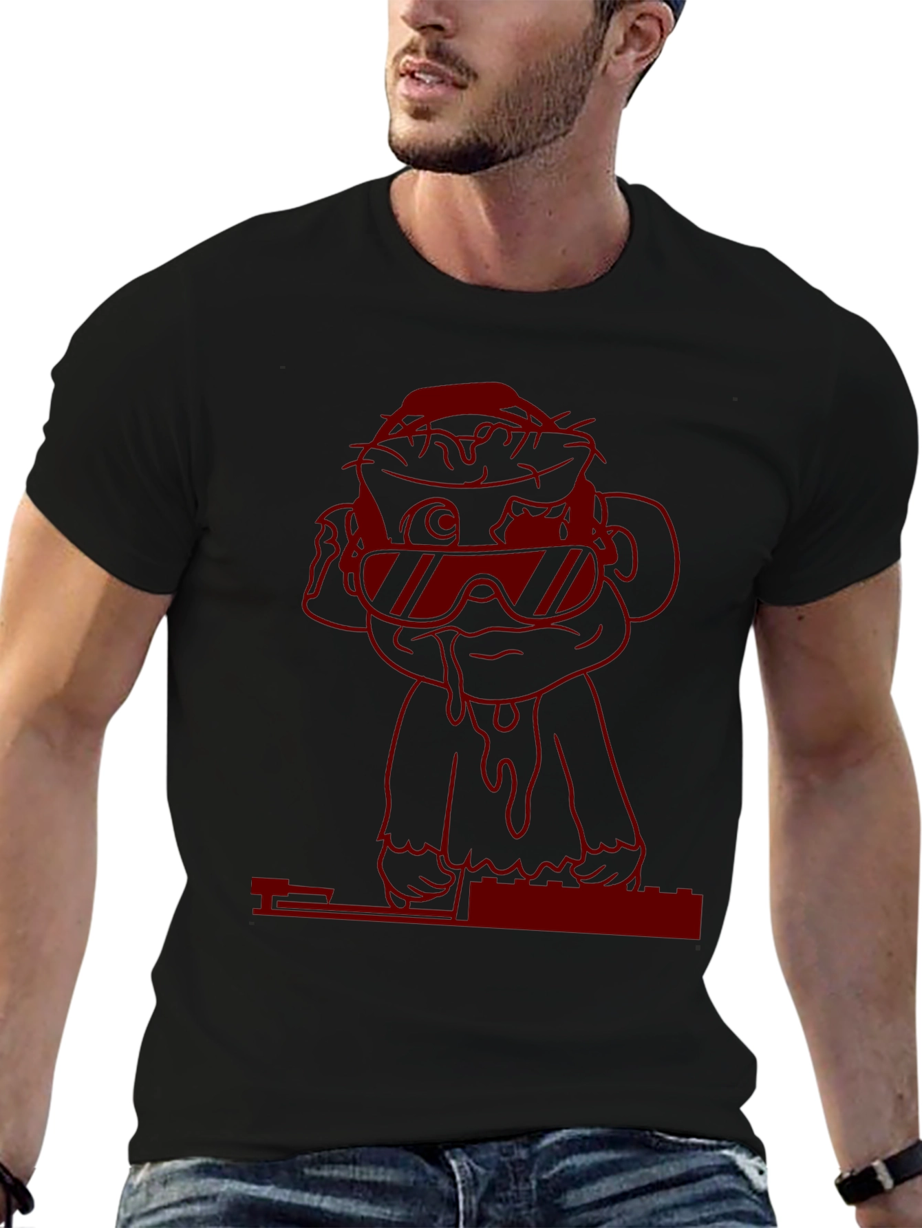 Cool Monkey DJ Graphic Tee - Black