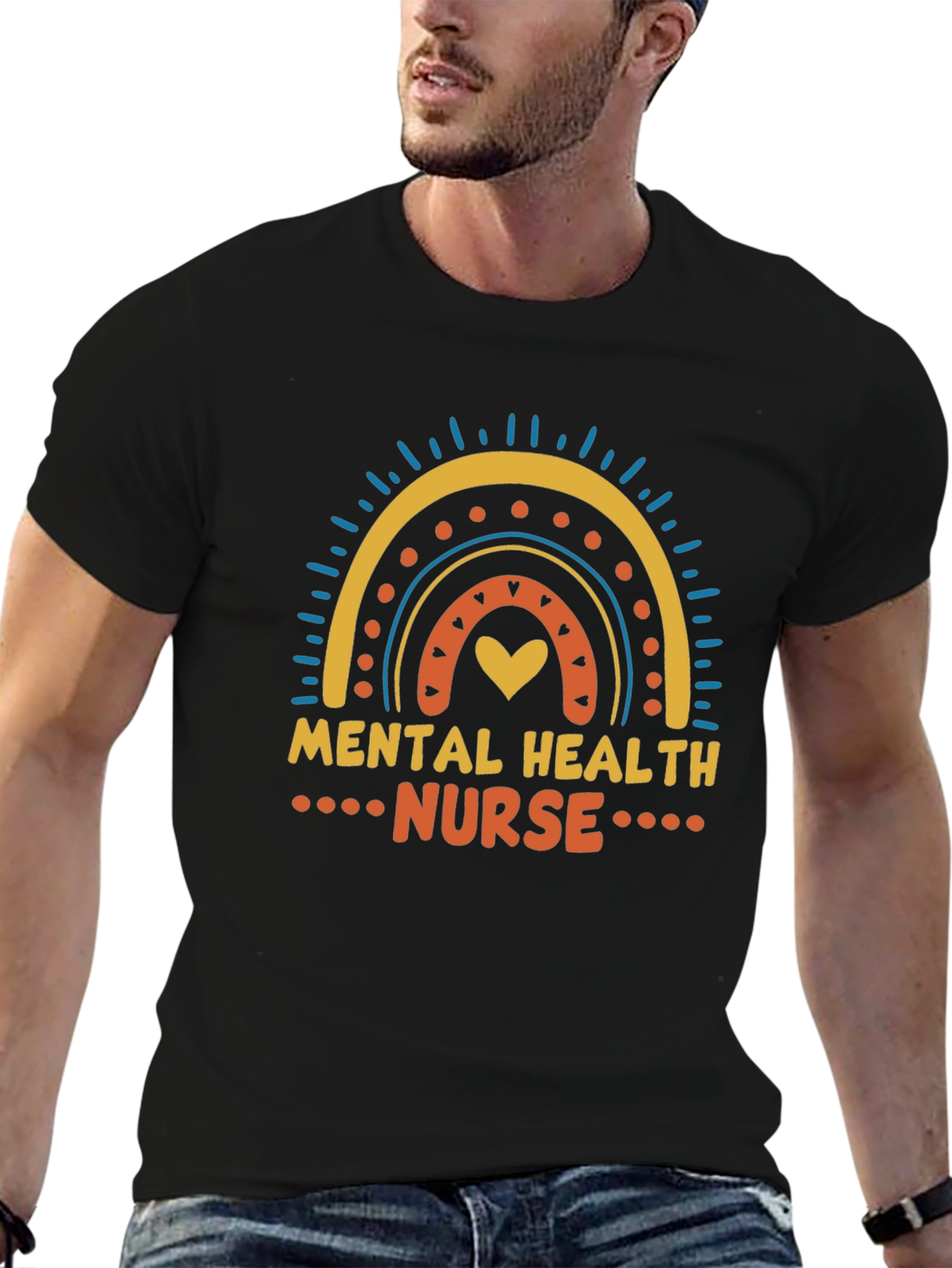 Mental Health Nurse Rainbow Graphic Tee