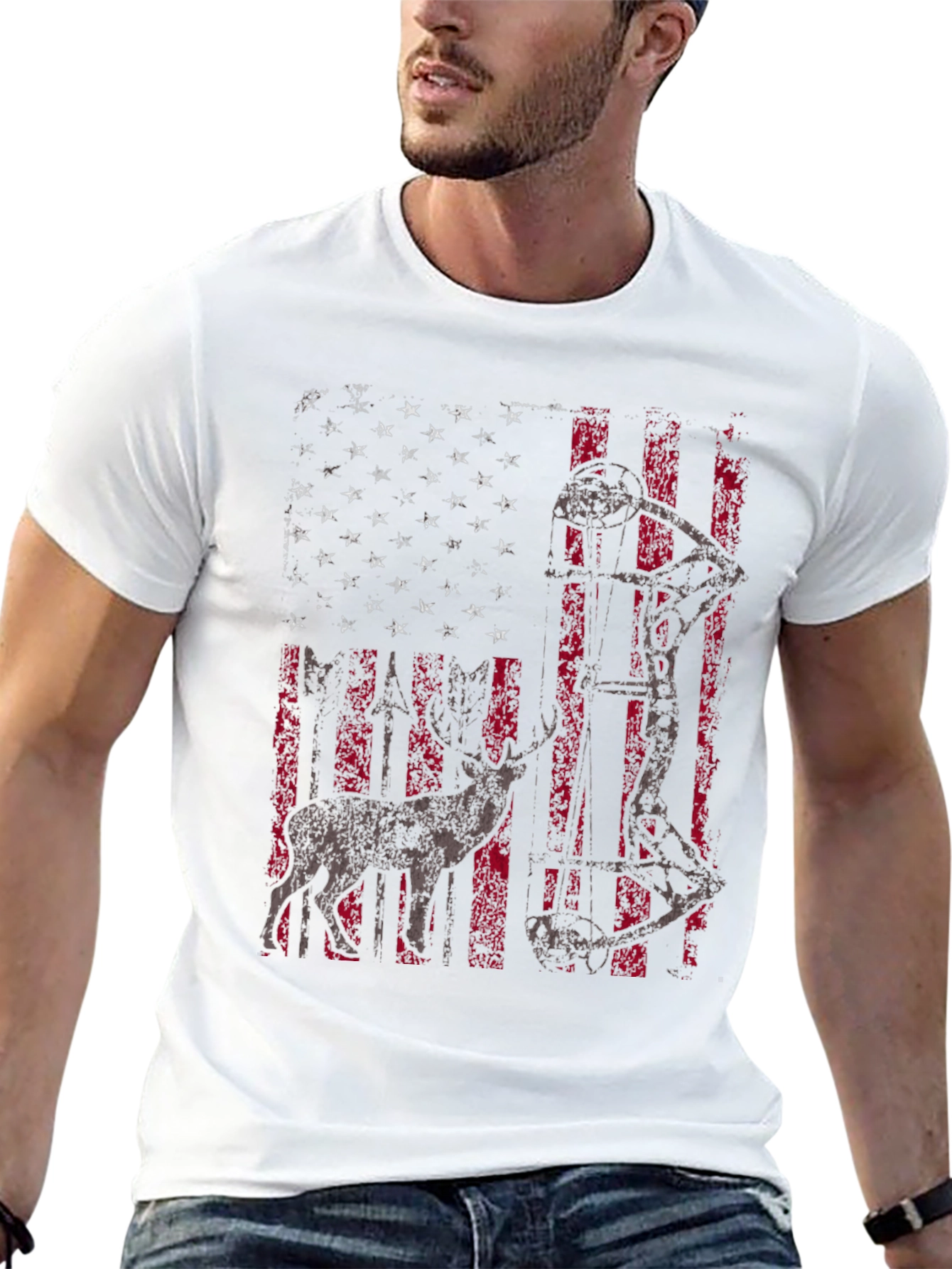 American Flag Deer Hunting T-Shirt