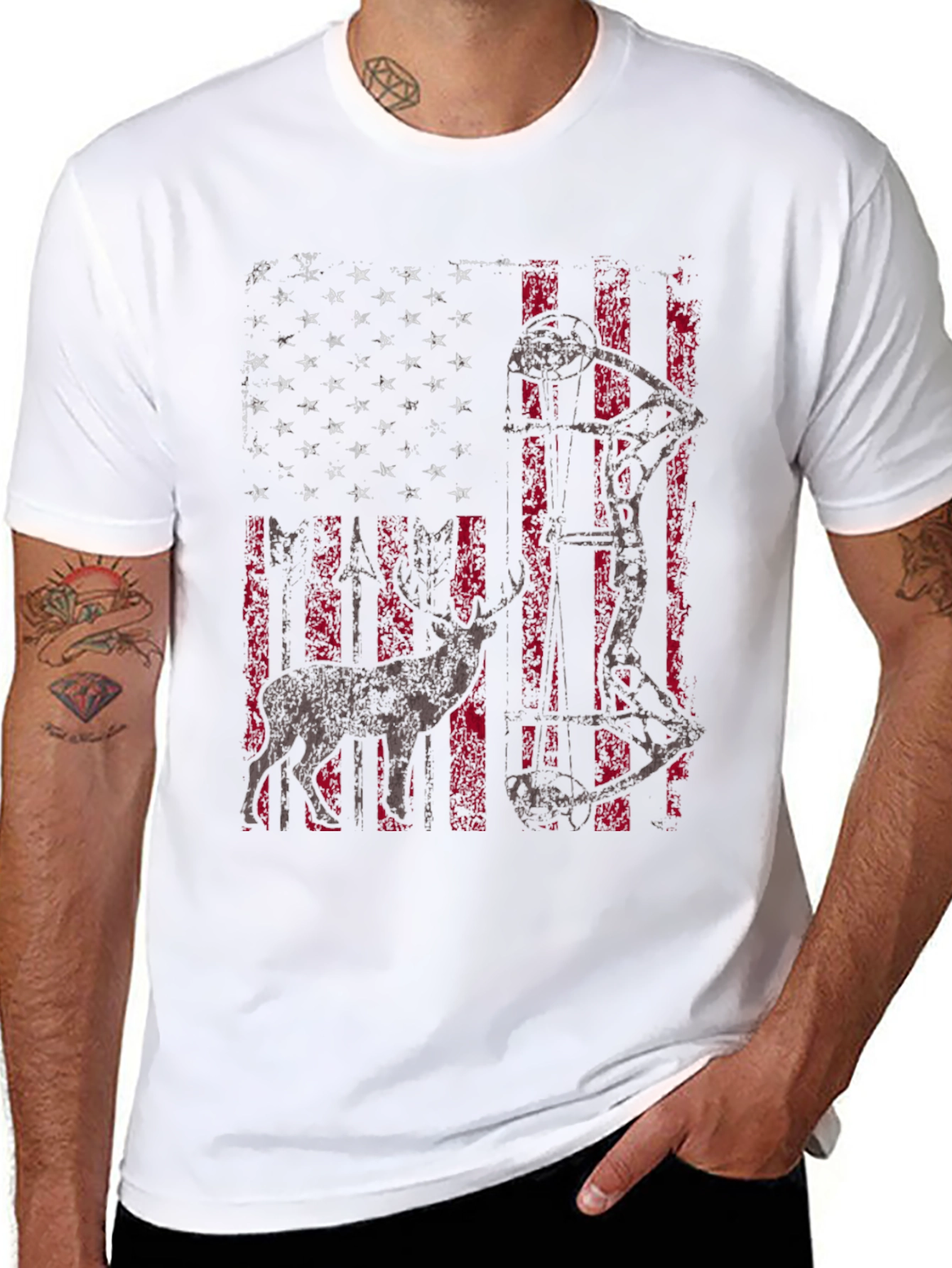 American Flag Deer Hunting T-Shirt