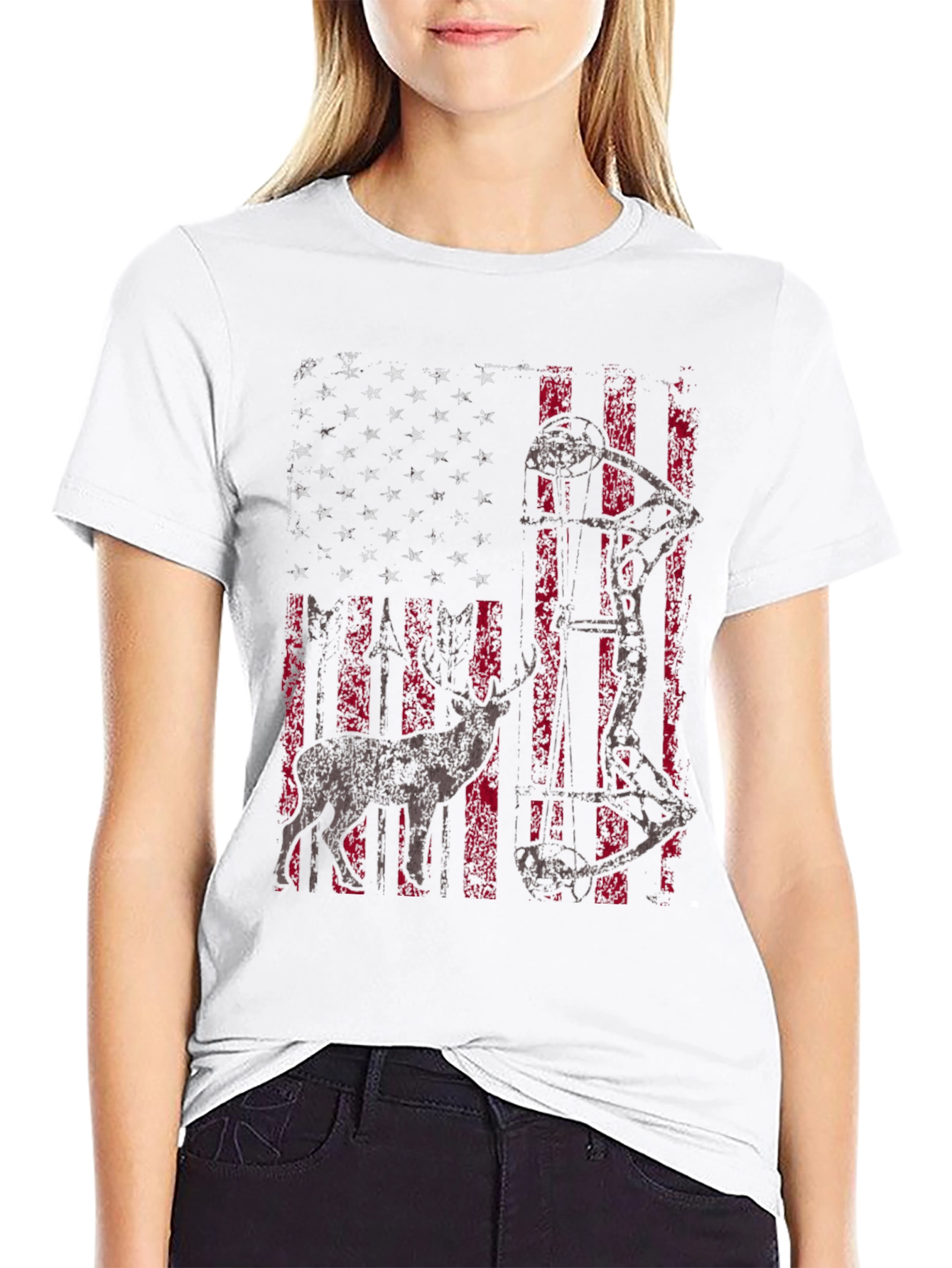 American Flag Deer Hunting T-Shirt