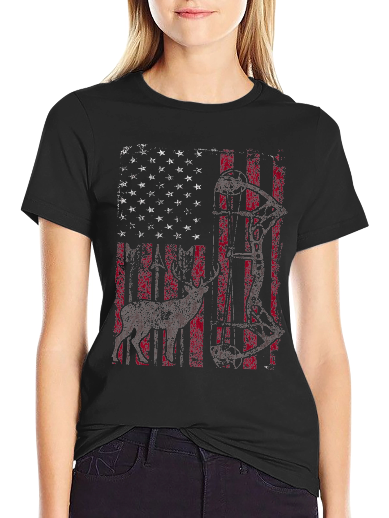 American Flag Deer Hunting T-Shirt