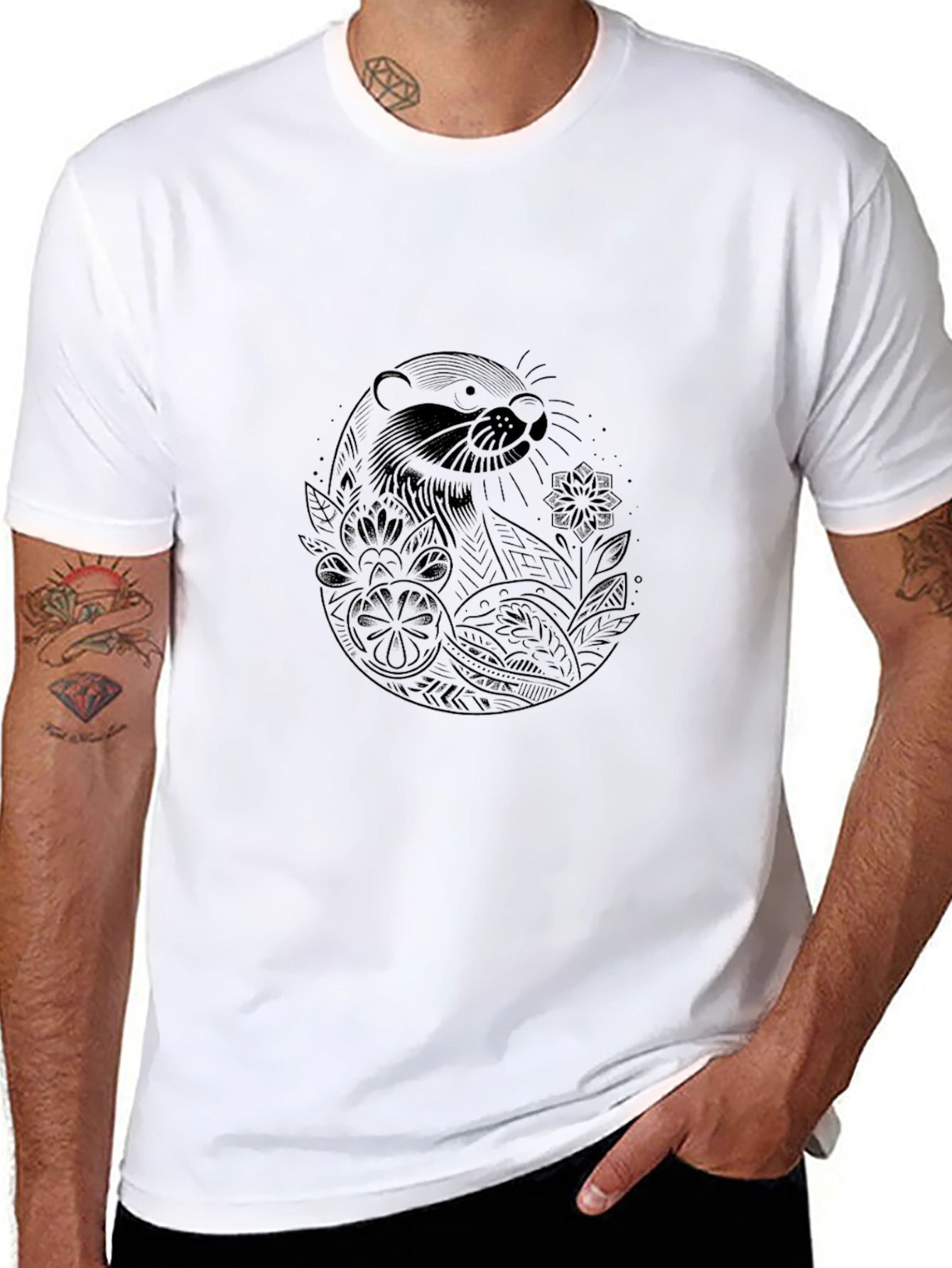 Otter Graphic Print Black T-Shirt