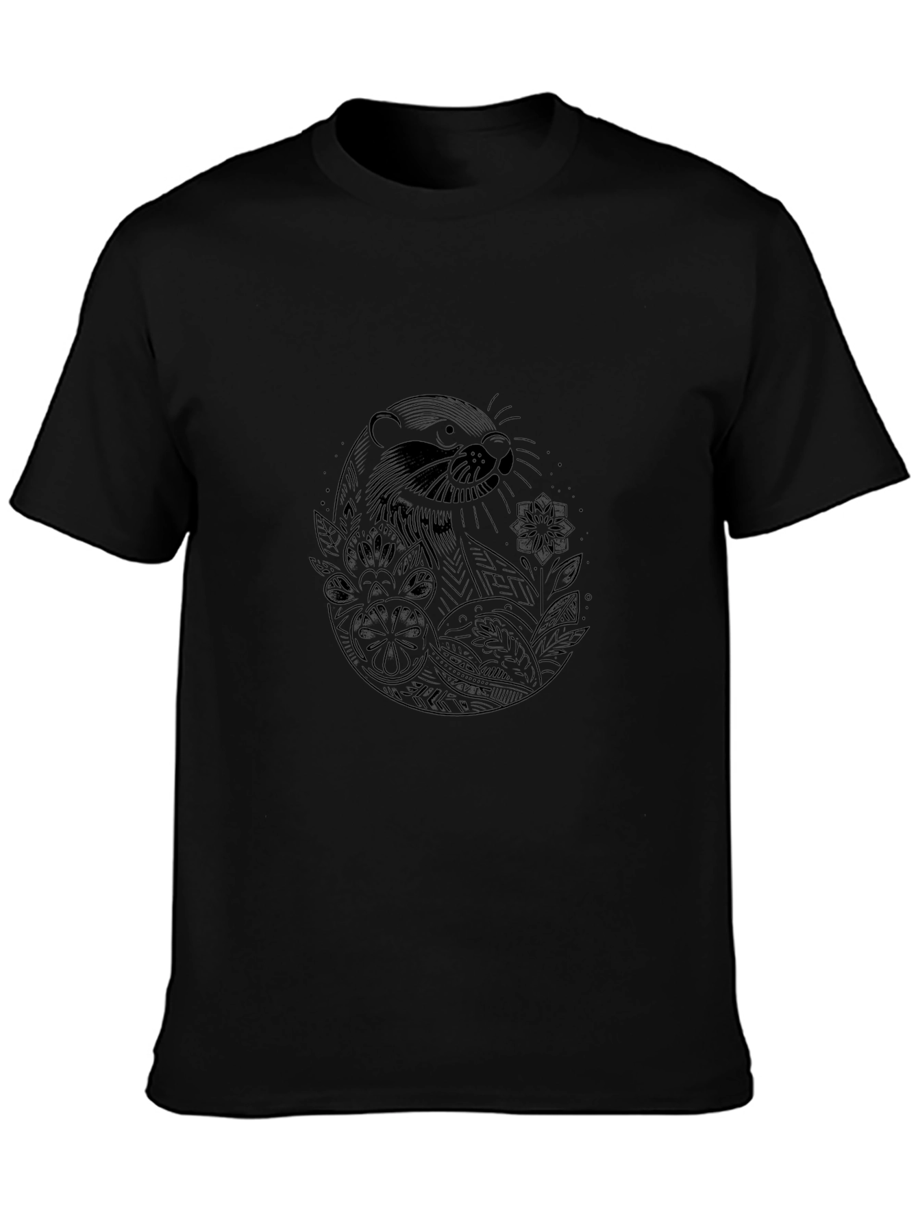 Otter Graphic Print Black T-Shirt