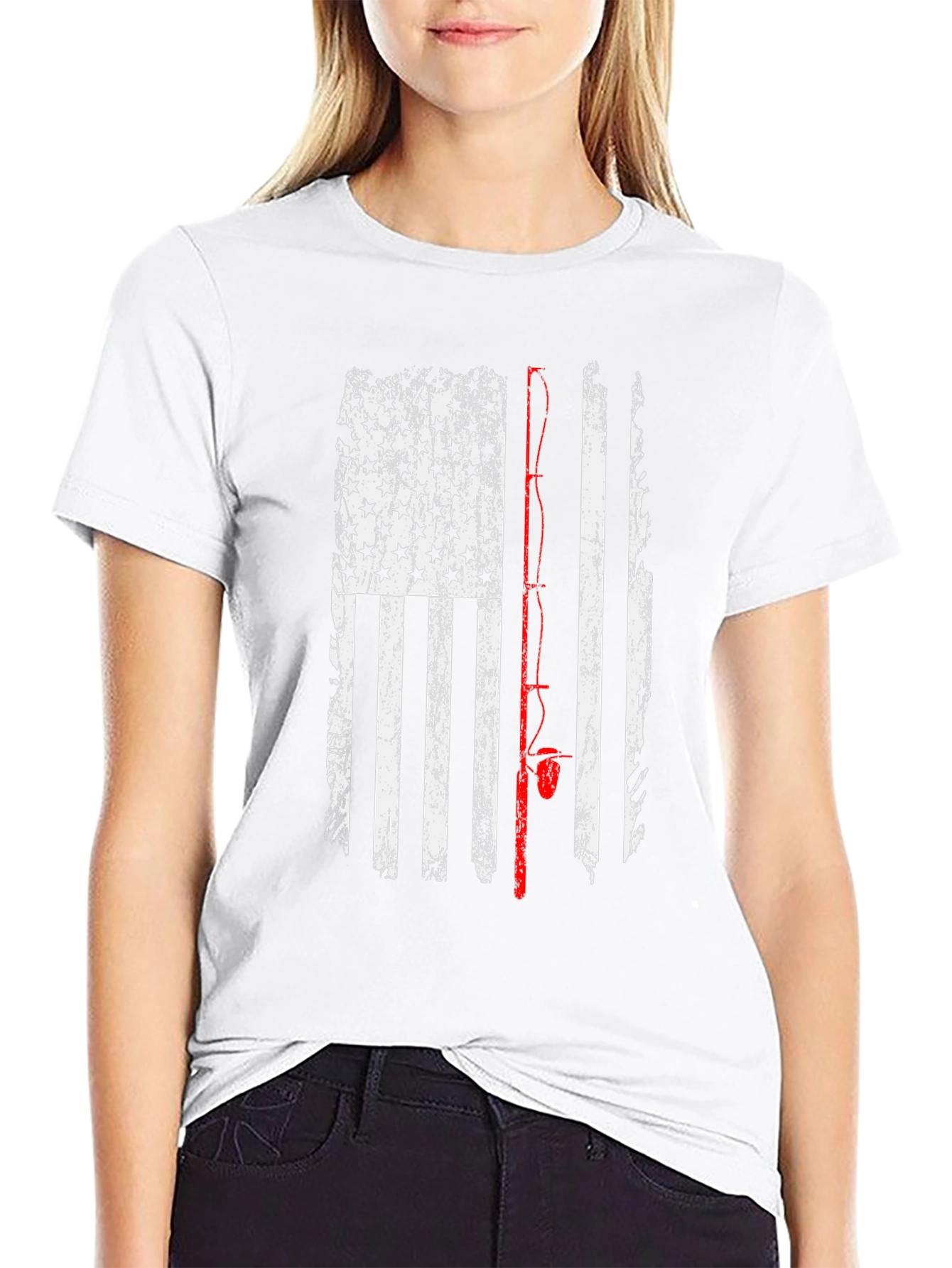 American Flag Fishing Rod T-Shirt