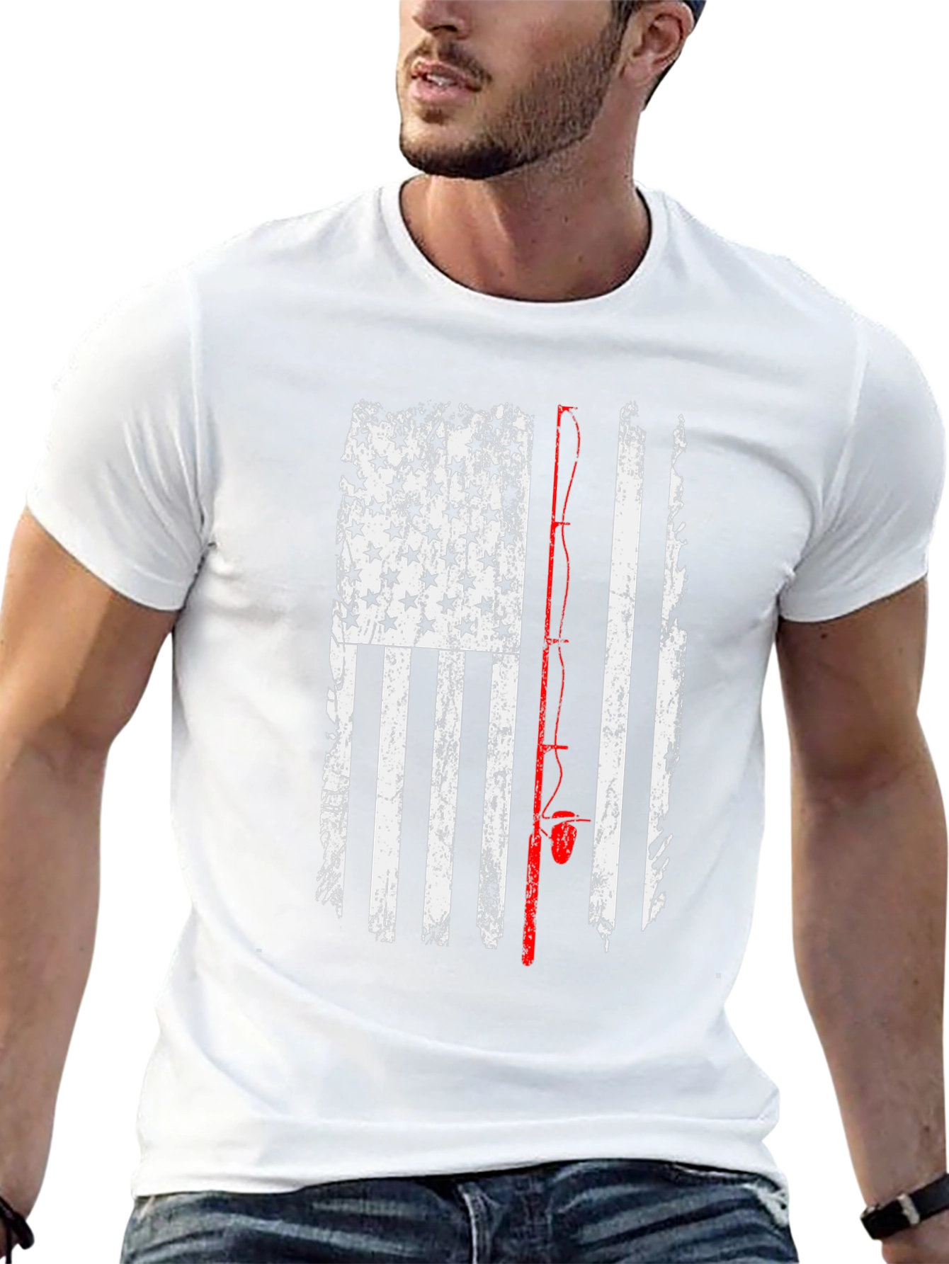 American Flag Fishing Rod T-Shirt