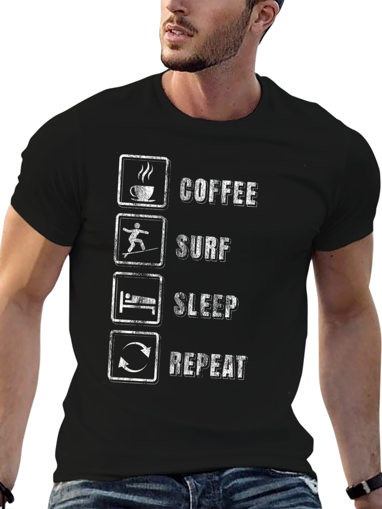 Coffee Surf Sleep Repeat Graphic Tee