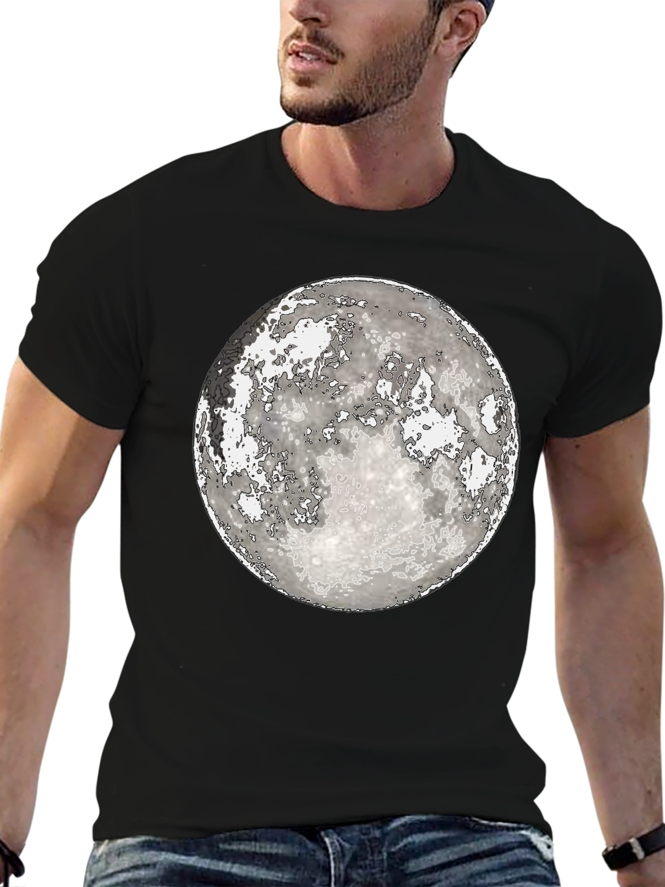 Moon Graphic Black T-Shirt