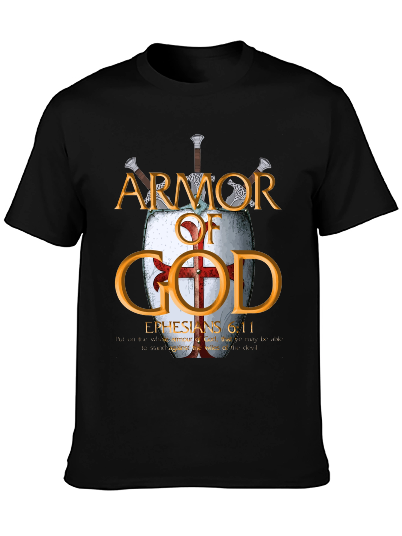 Armor of God Black T-Shirt Christian Faith Apparel