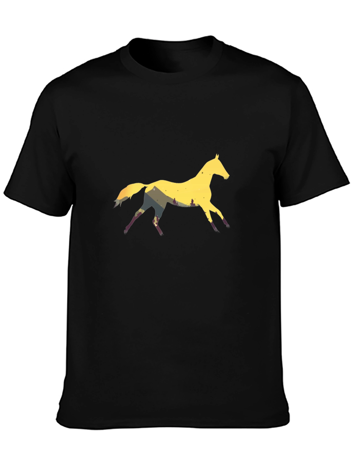Horse Silhouette Graphic Black T-Shirt