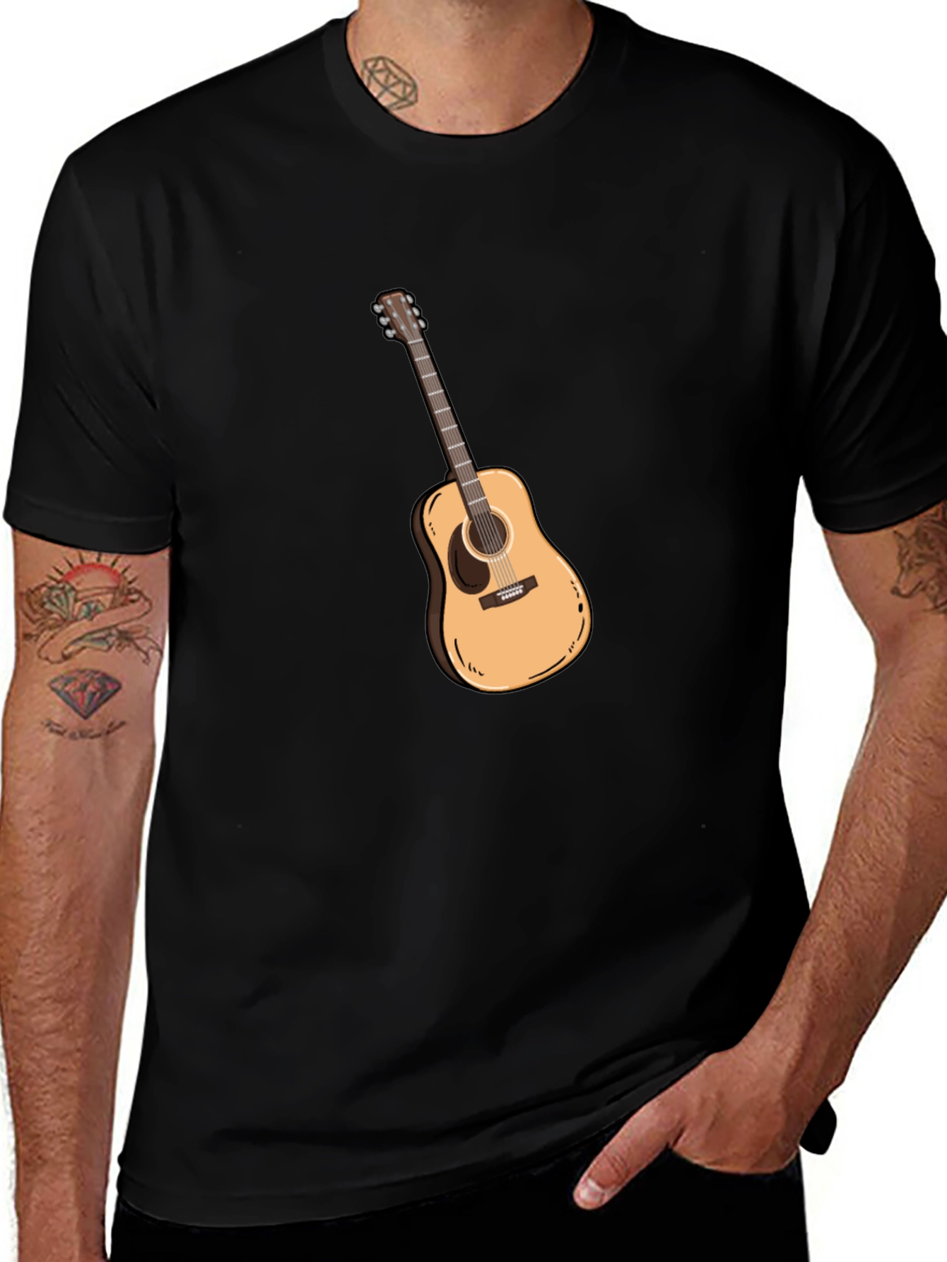 Guitar Graphic Black T-Shirt - Music Lover Tee