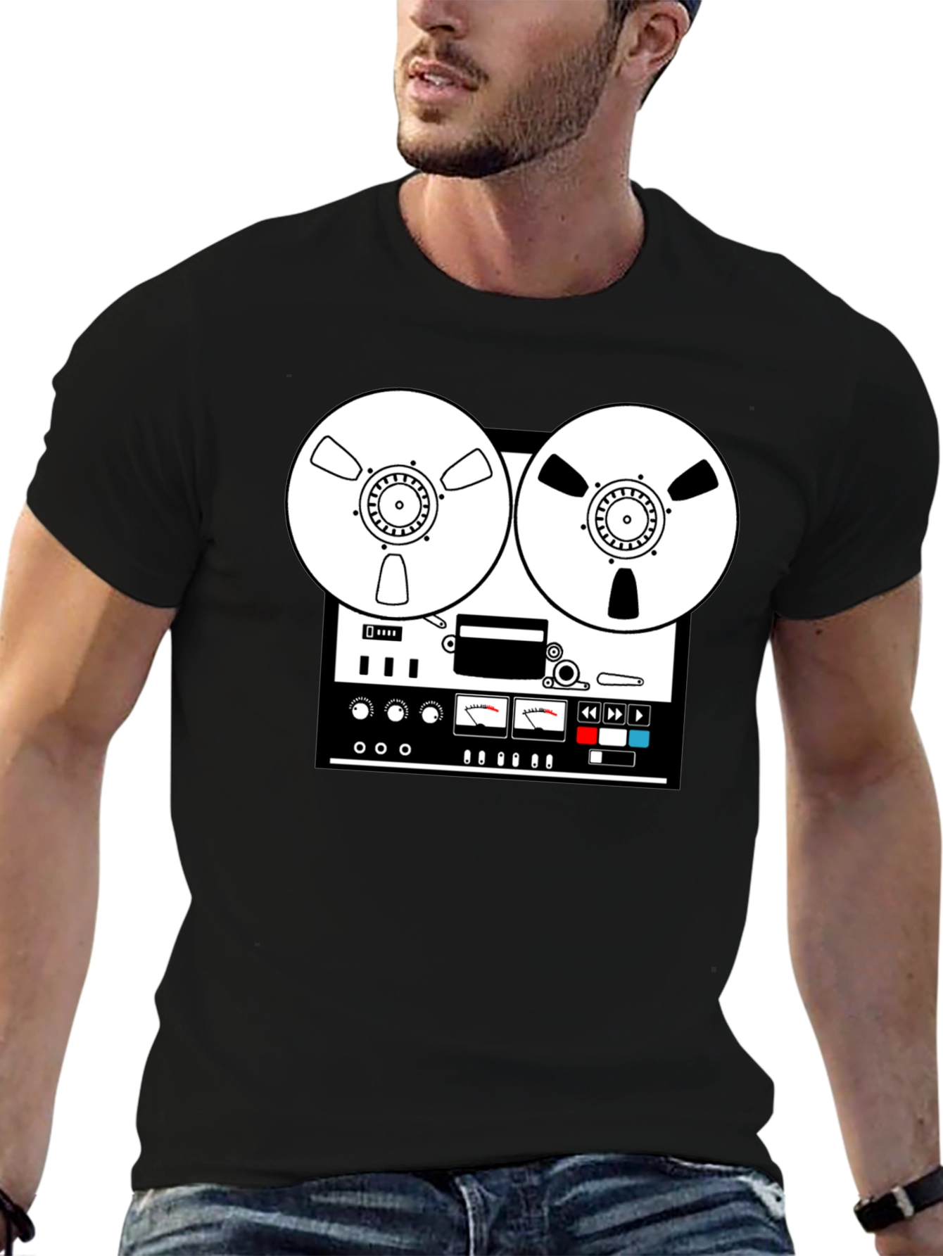 Retro Reel-to-Reel Graphic Tee - Classic Analog Style