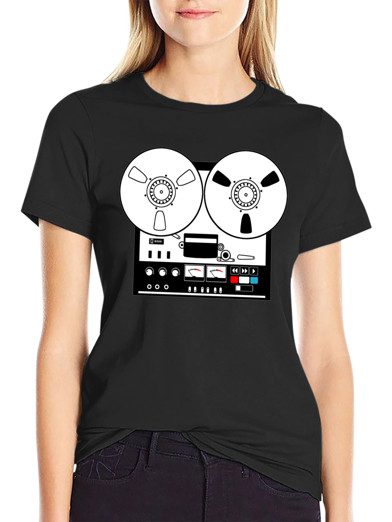 Retro Reel-to-Reel Graphic Tee - Classic Analog Style