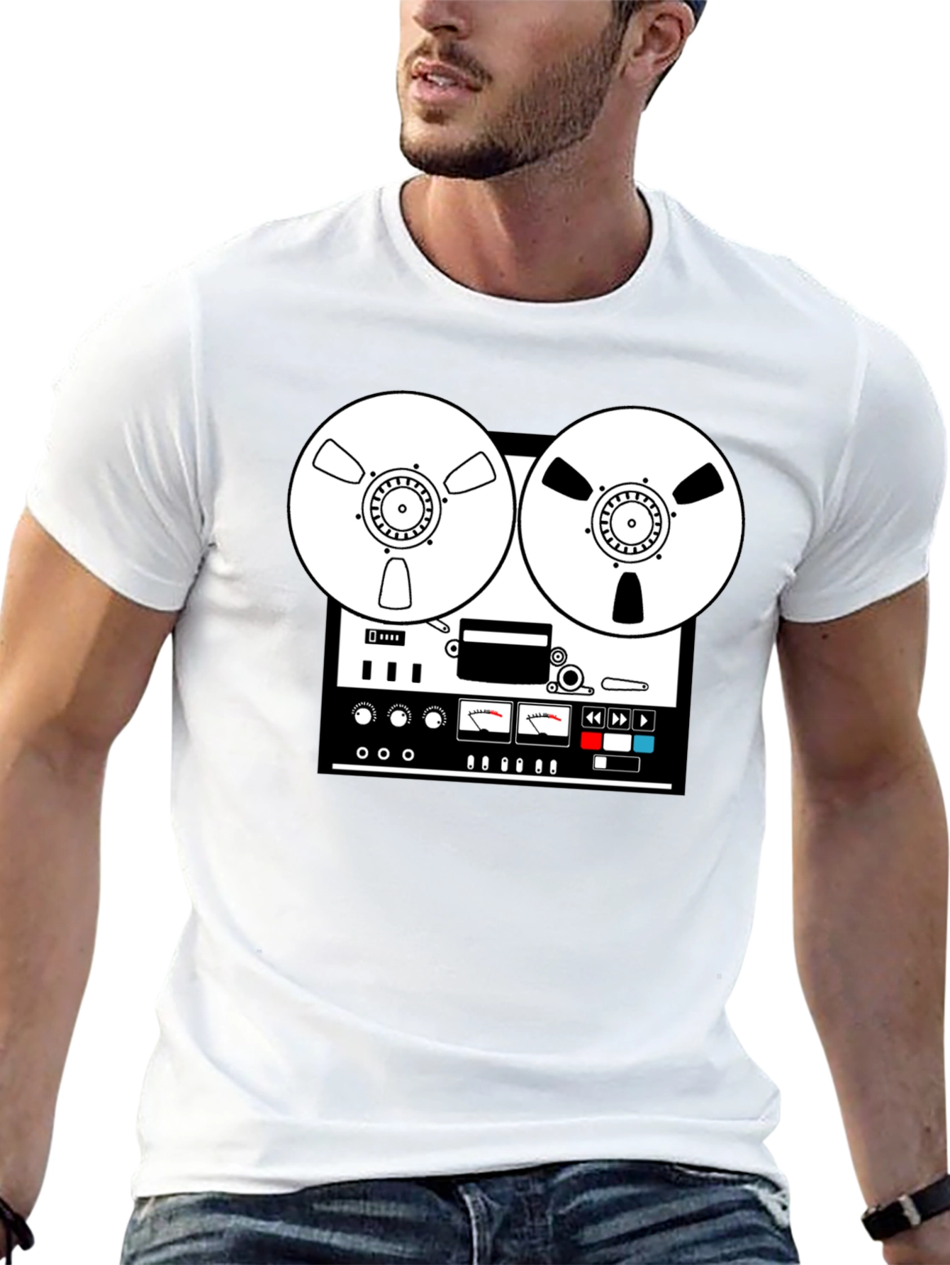 Retro Reel-to-Reel Graphic Tee - Classic Analog Style