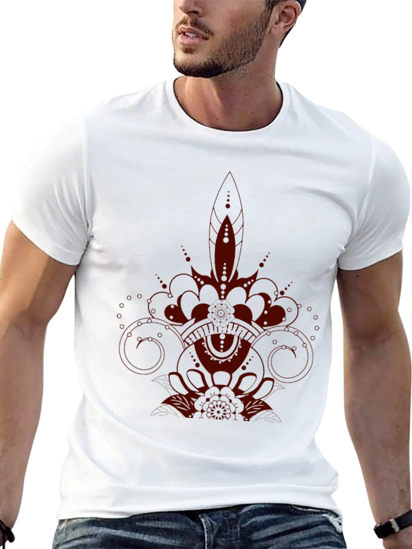 Dark Red Graphic Print Tee