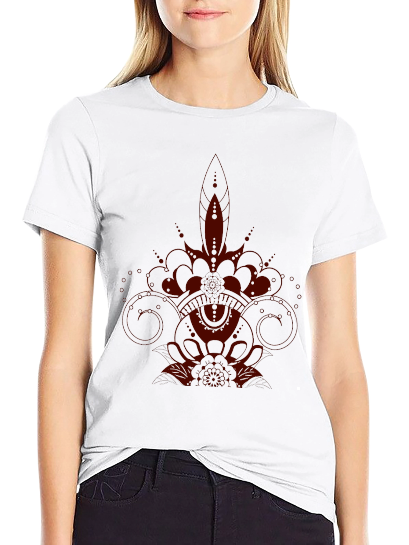 Dark Red Graphic Print Tee