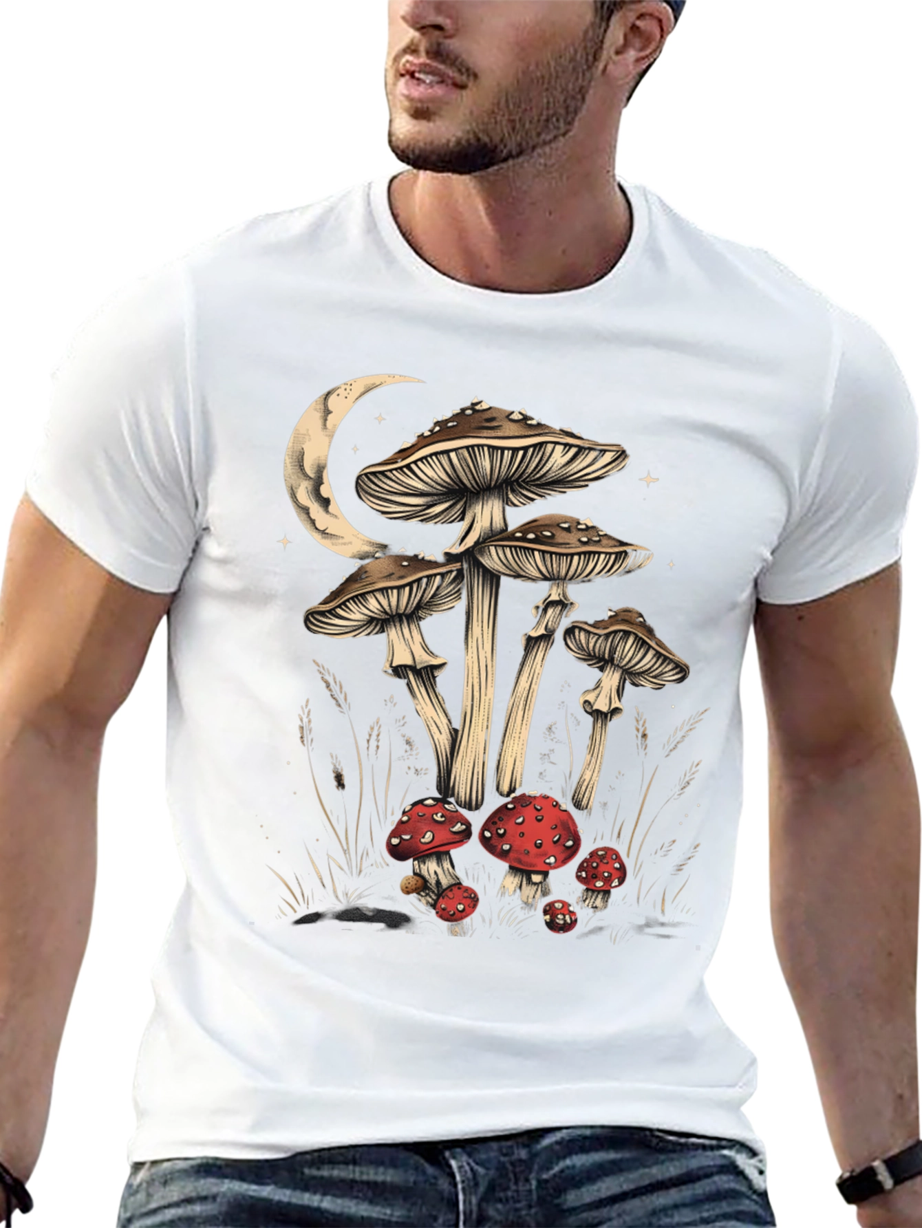Mushroom Moon Graphic Tee - Black