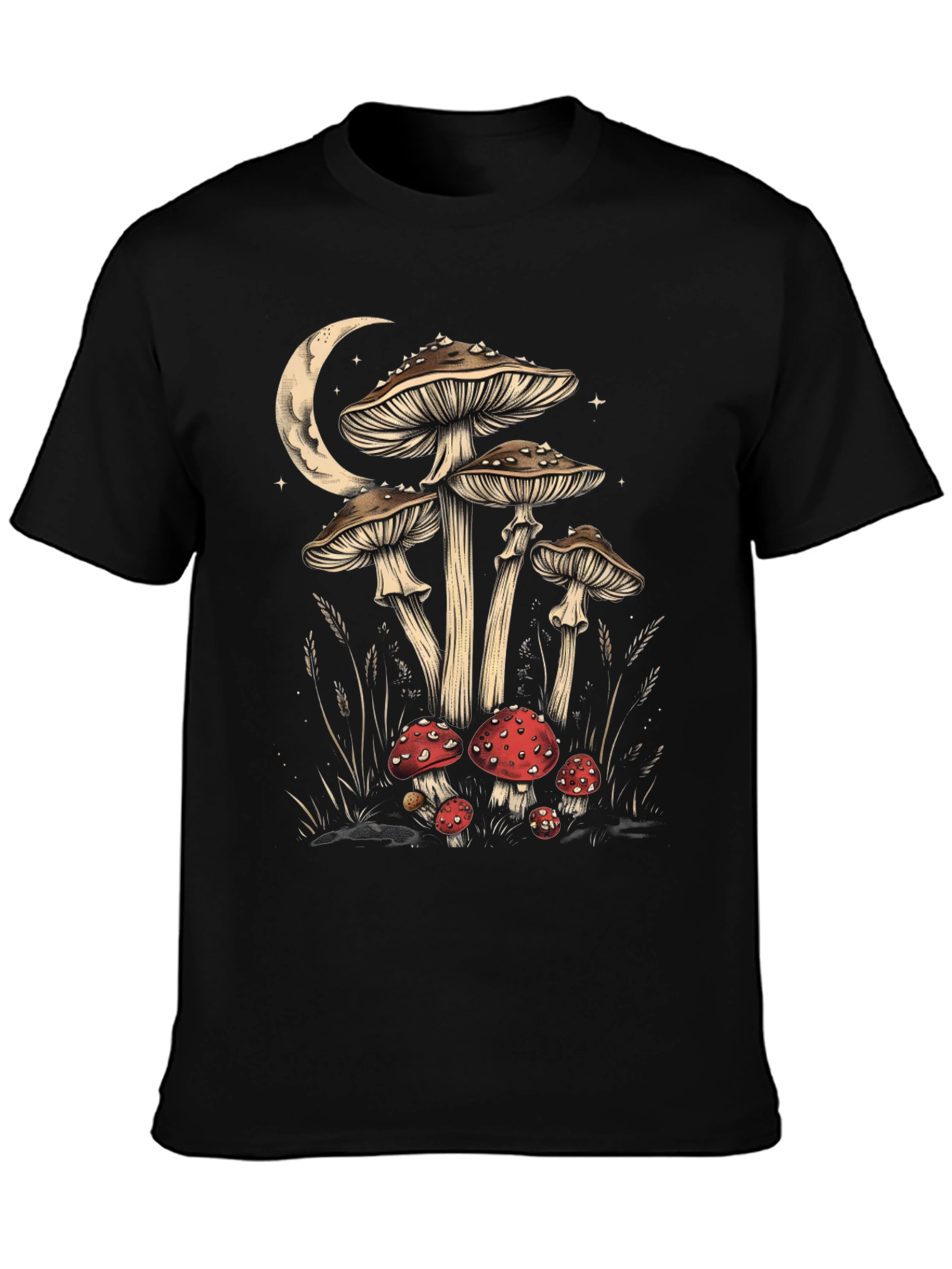 Mushroom Moon Graphic Tee - Black